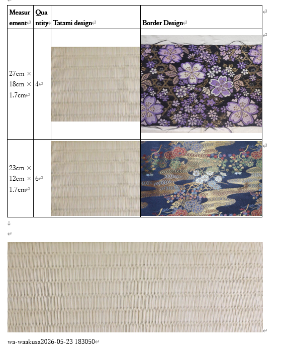 Eric Tan, Custom Mini Tatami Mats