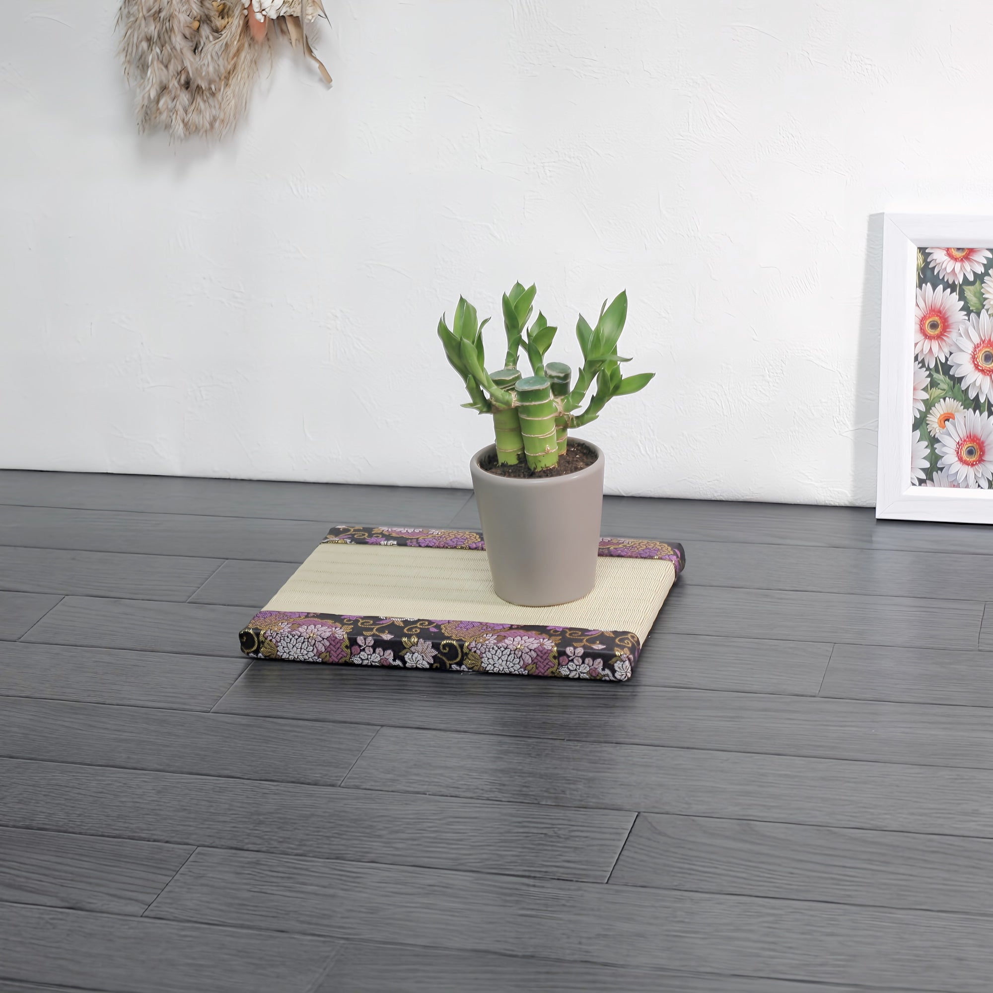 消臭効果がある華やかなミニ畳 金襴生地 グリーン パープル