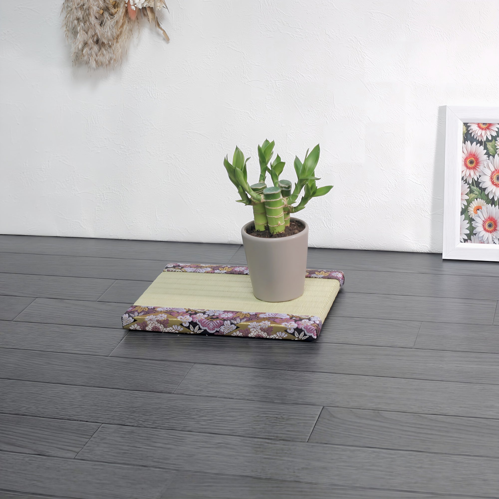 消臭効果がある華やかなミニ畳 金襴生地 パープル グリーン