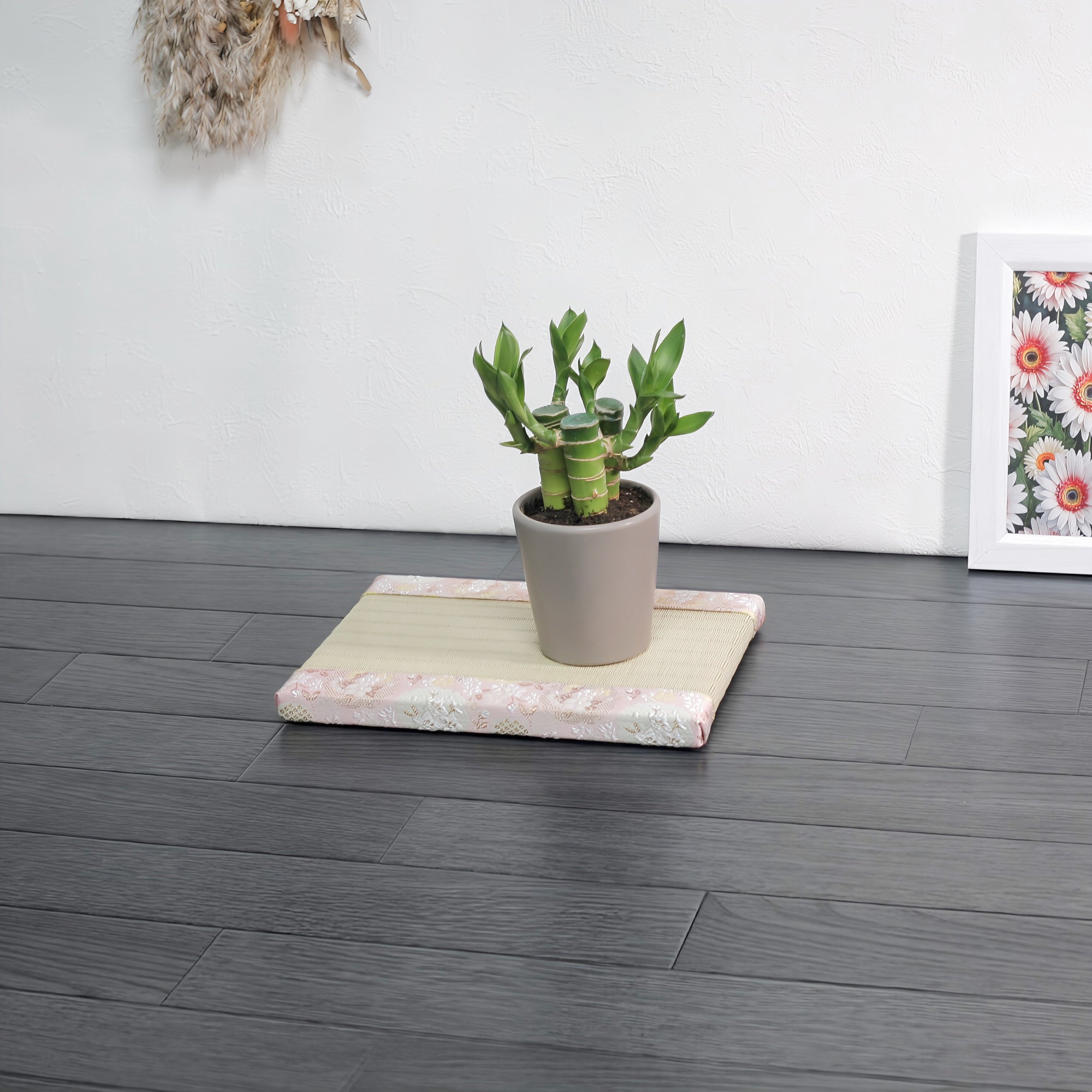 消臭効果がある華やかなミニ畳 金襴生地 ピンク グリーン