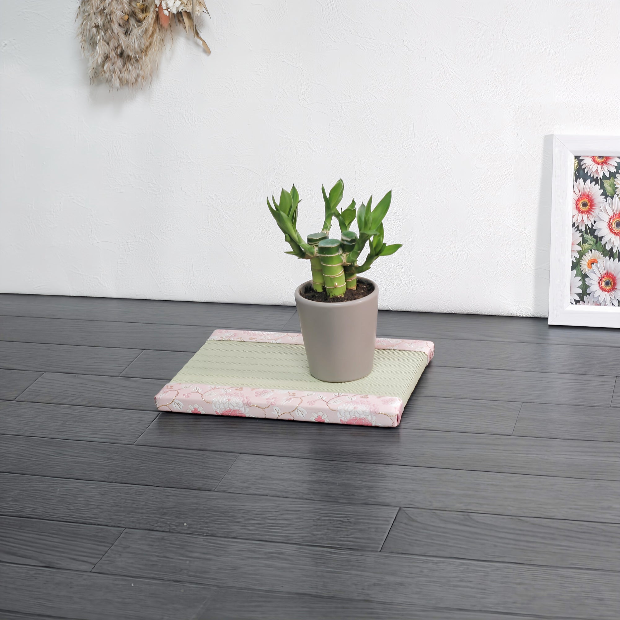 消臭効果がある華やかなミニ畳 金襴生地 ピンク グリーン