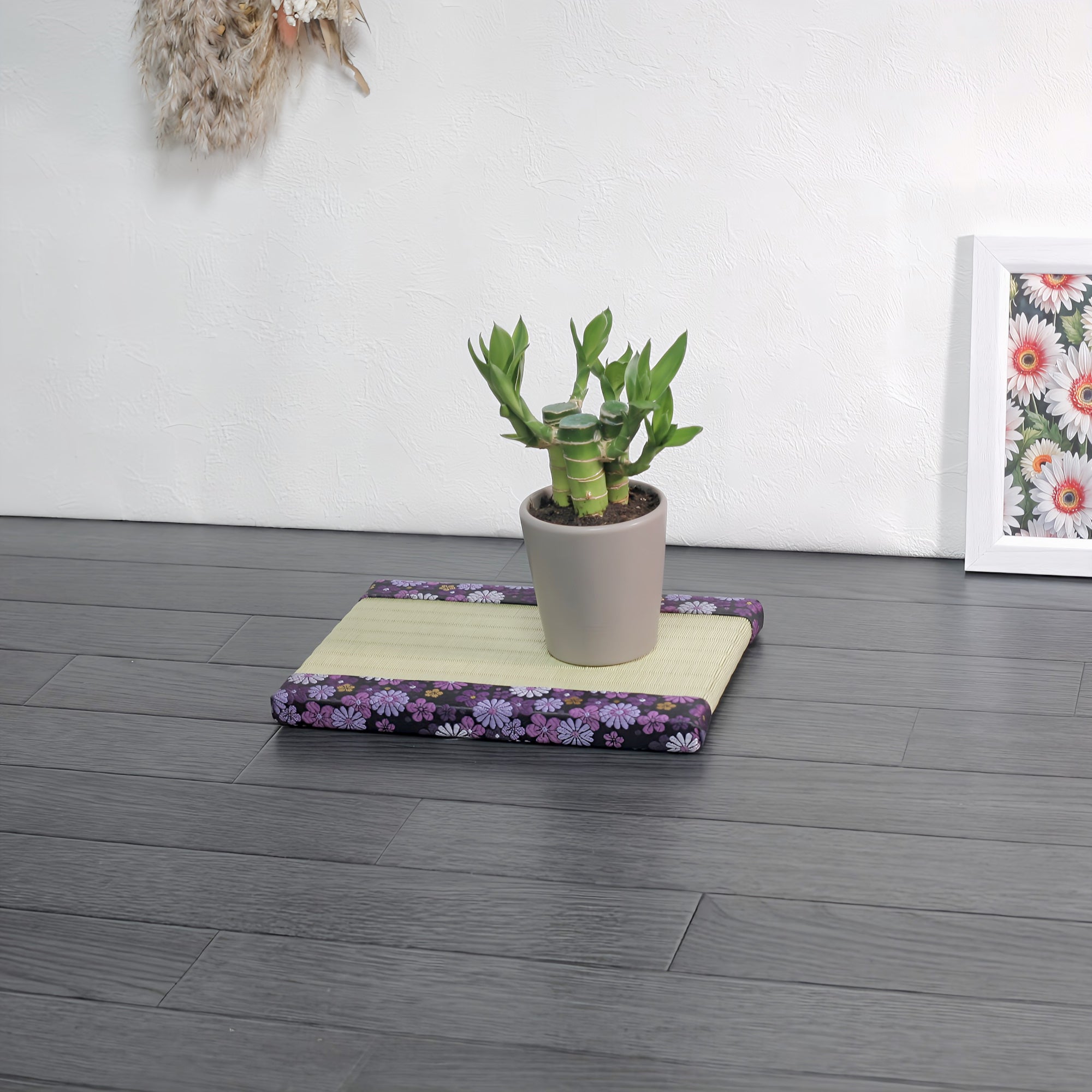 消臭効果がある華やかなミニ畳 金襴生地 パープル グリーン