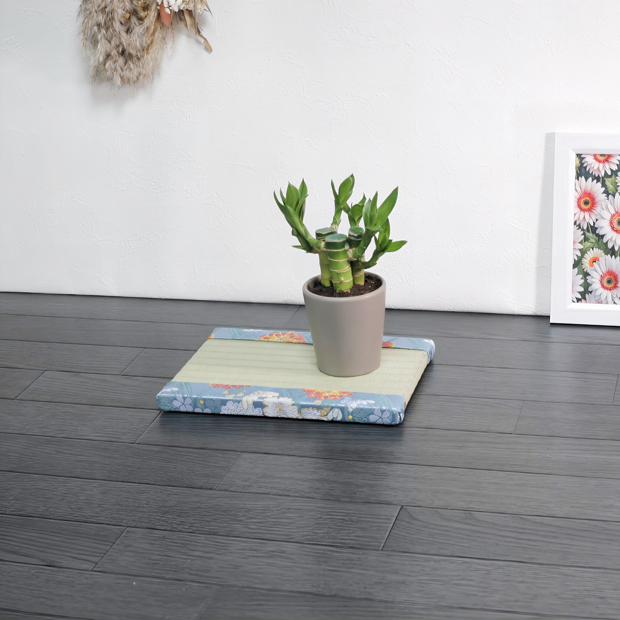 消臭効果がある華やかなミニ畳 金襴生地 スカイブルー グリーン