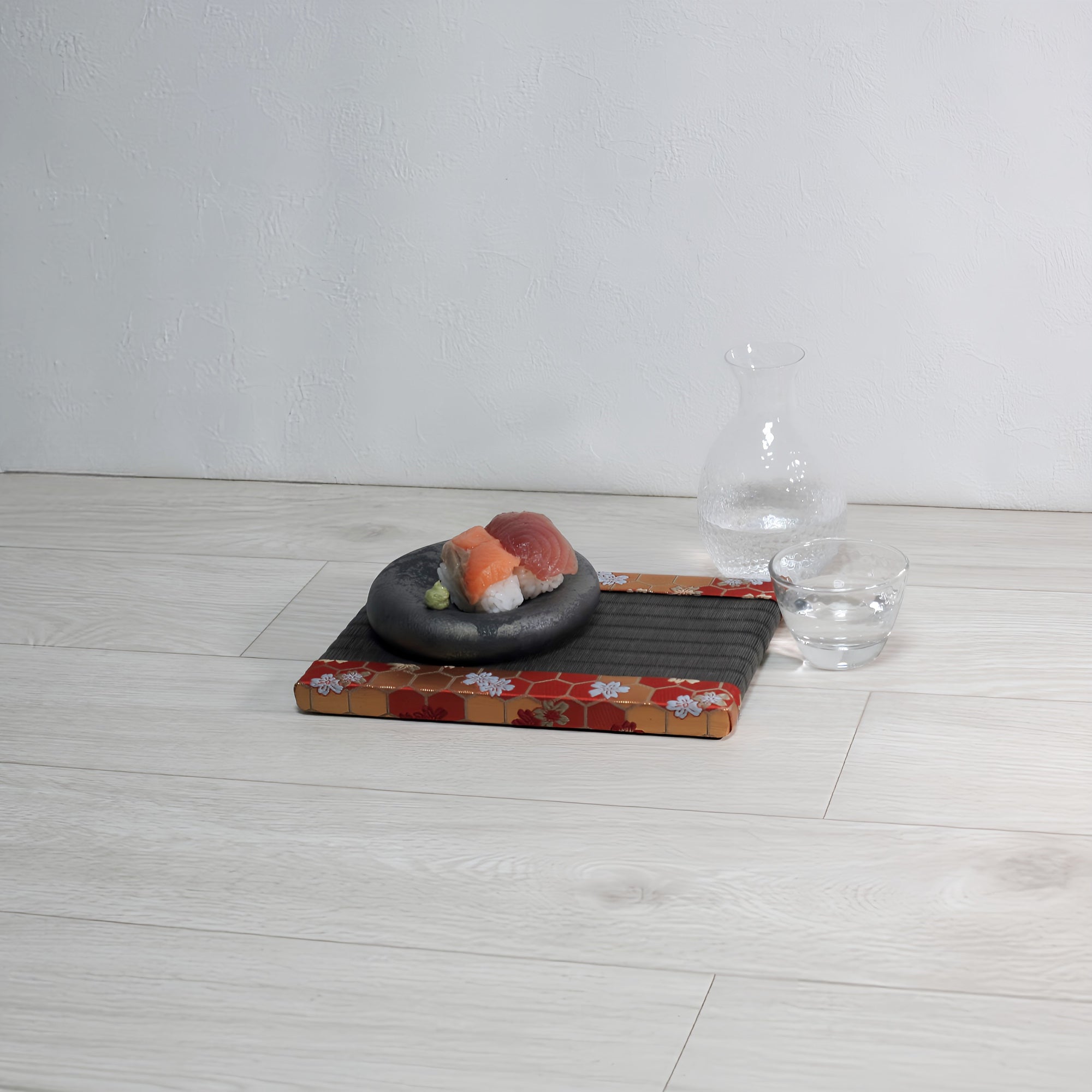 消臭効果がある華やかなミニ畳 金襴生地 レッド 栗色