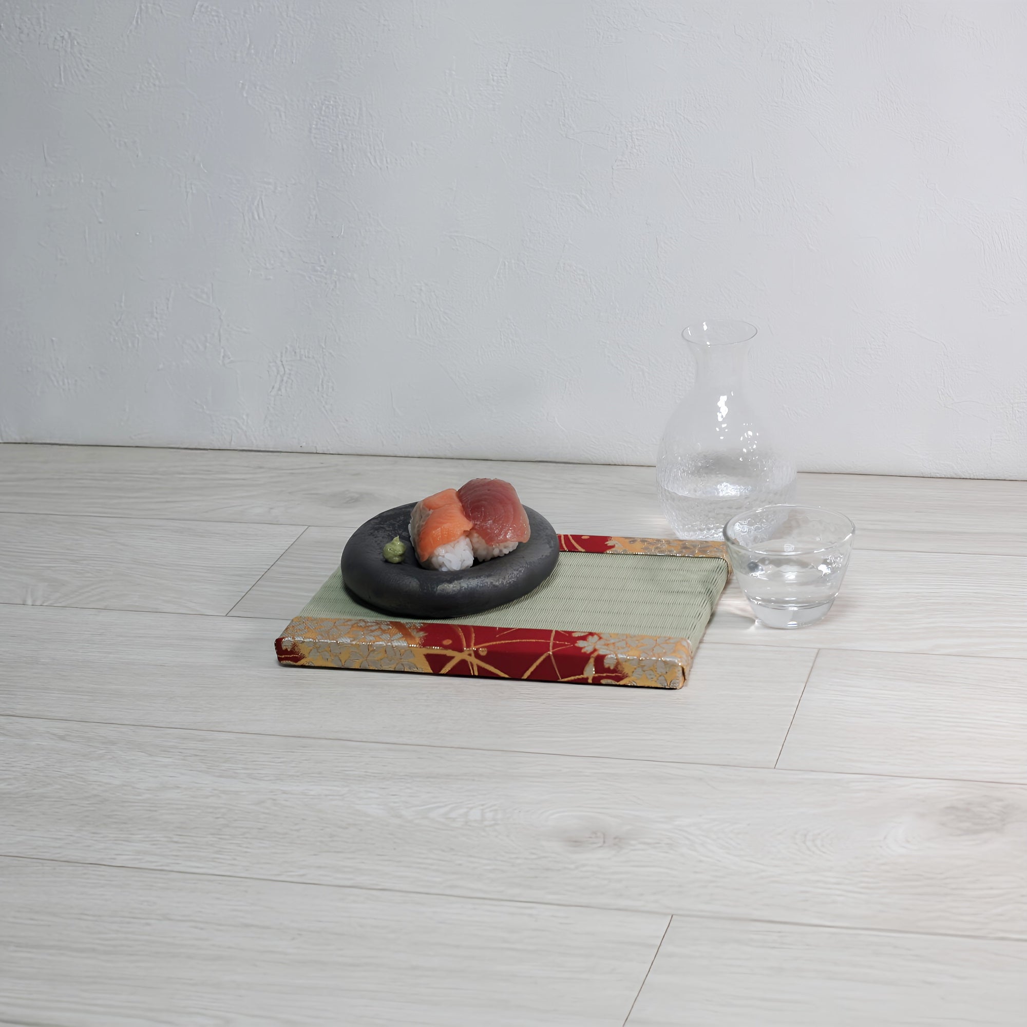 消臭効果がある華やかなミニ畳 金襴生地 レッド グリーン