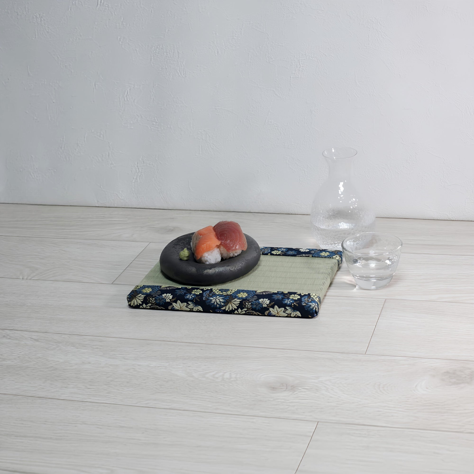 消臭効果がある華やかなミニ畳 金襴生地 ネイビーブルー グリーン