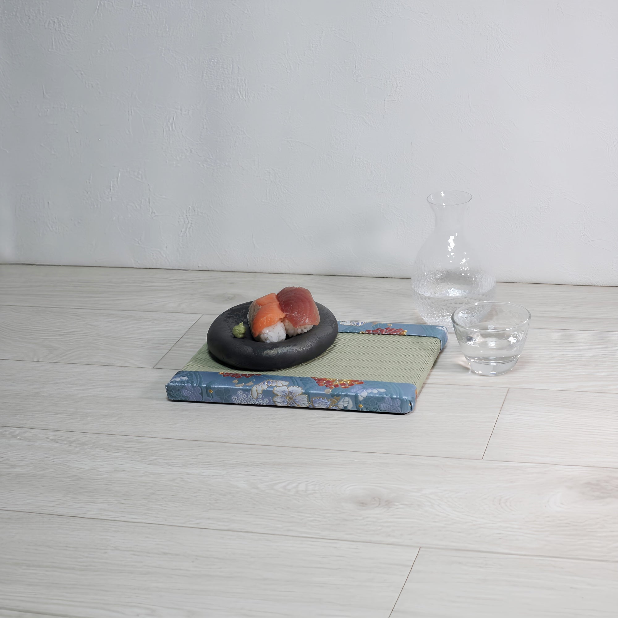 消臭効果がある華やかなミニ畳 金襴生地 スカイブルー グリーン