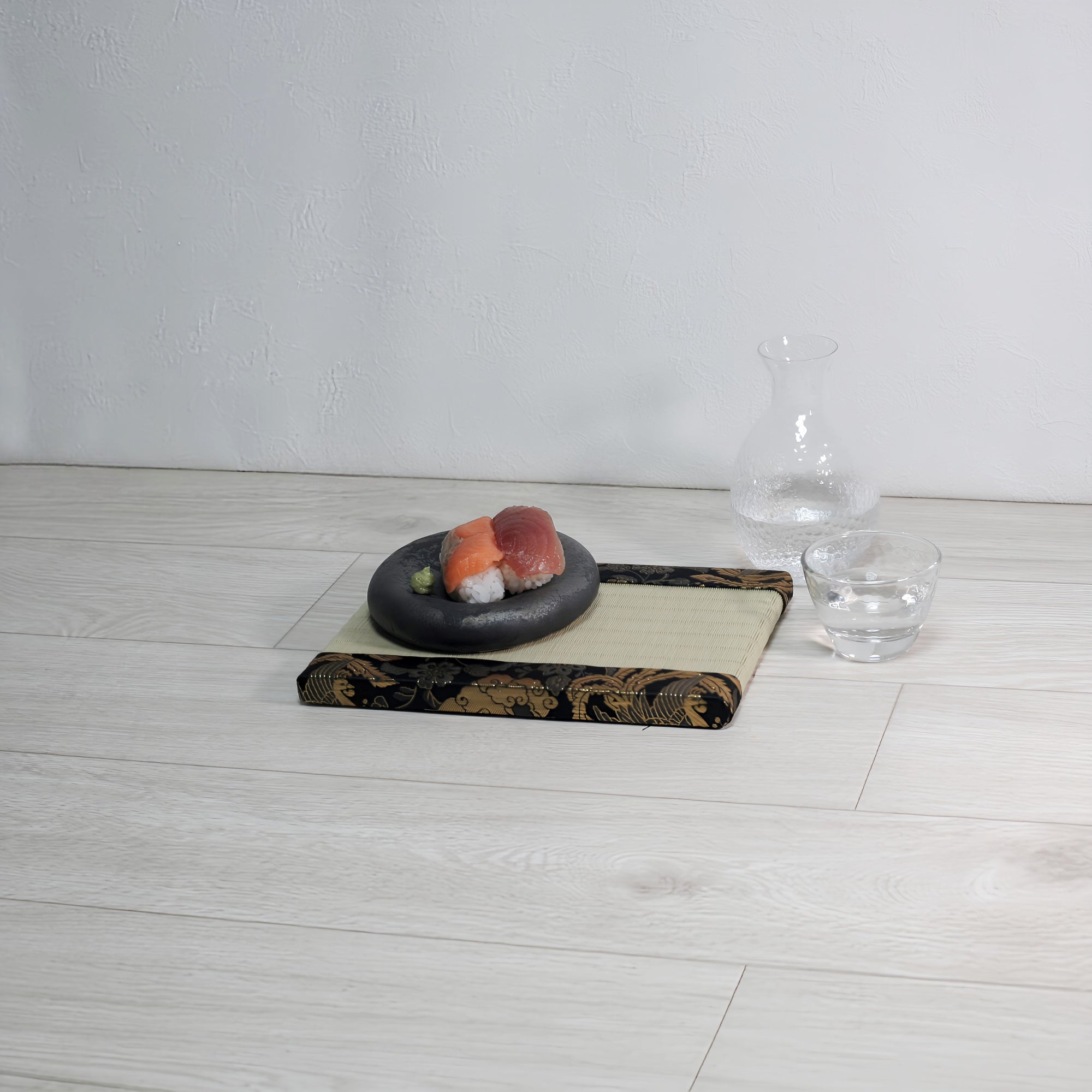 消臭効果がある華やかなミニ畳 金襴生地 ブラック グリーン