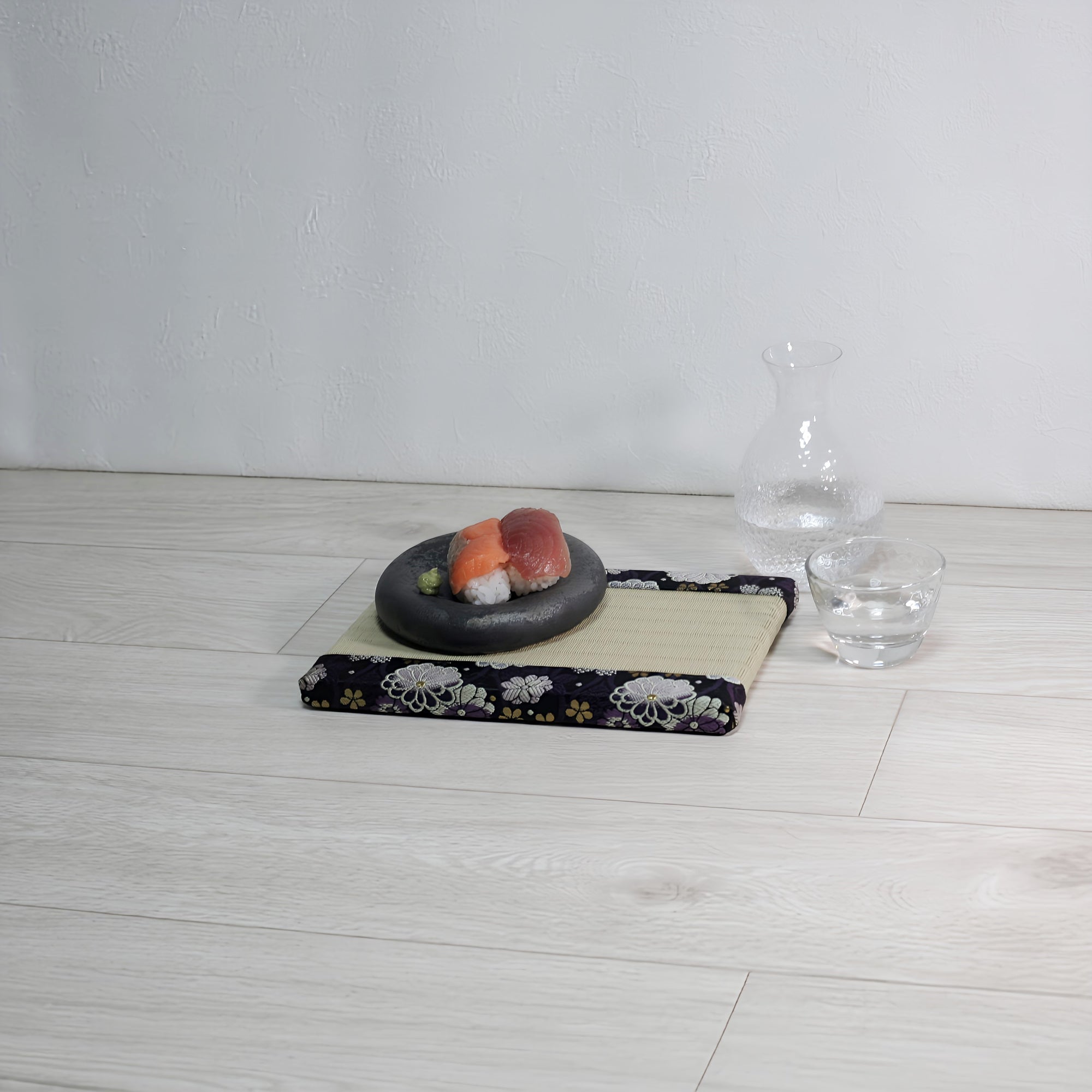 消臭効果がある華やかなミニ畳 金襴生地 パープル グリーン