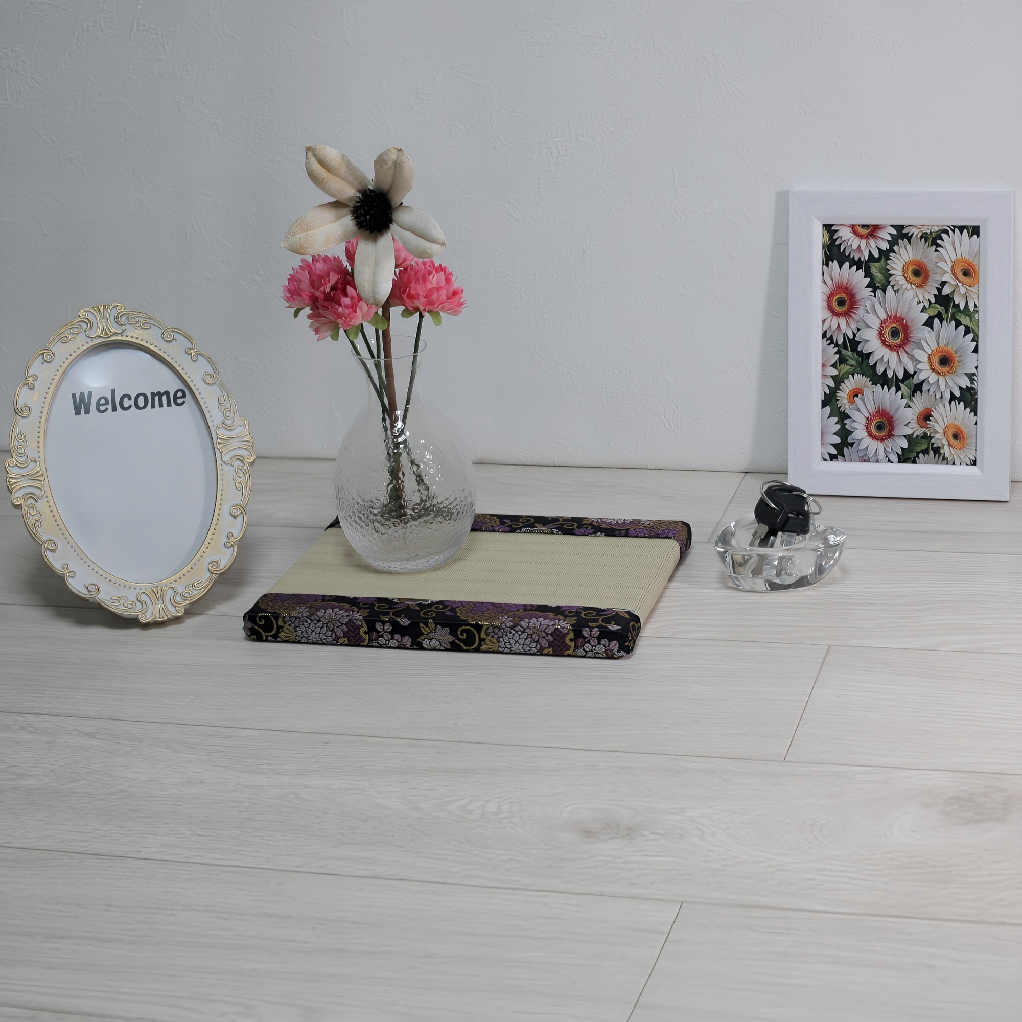 消臭効果がある華やかなミニ畳 金襴生地 グリーン パープル