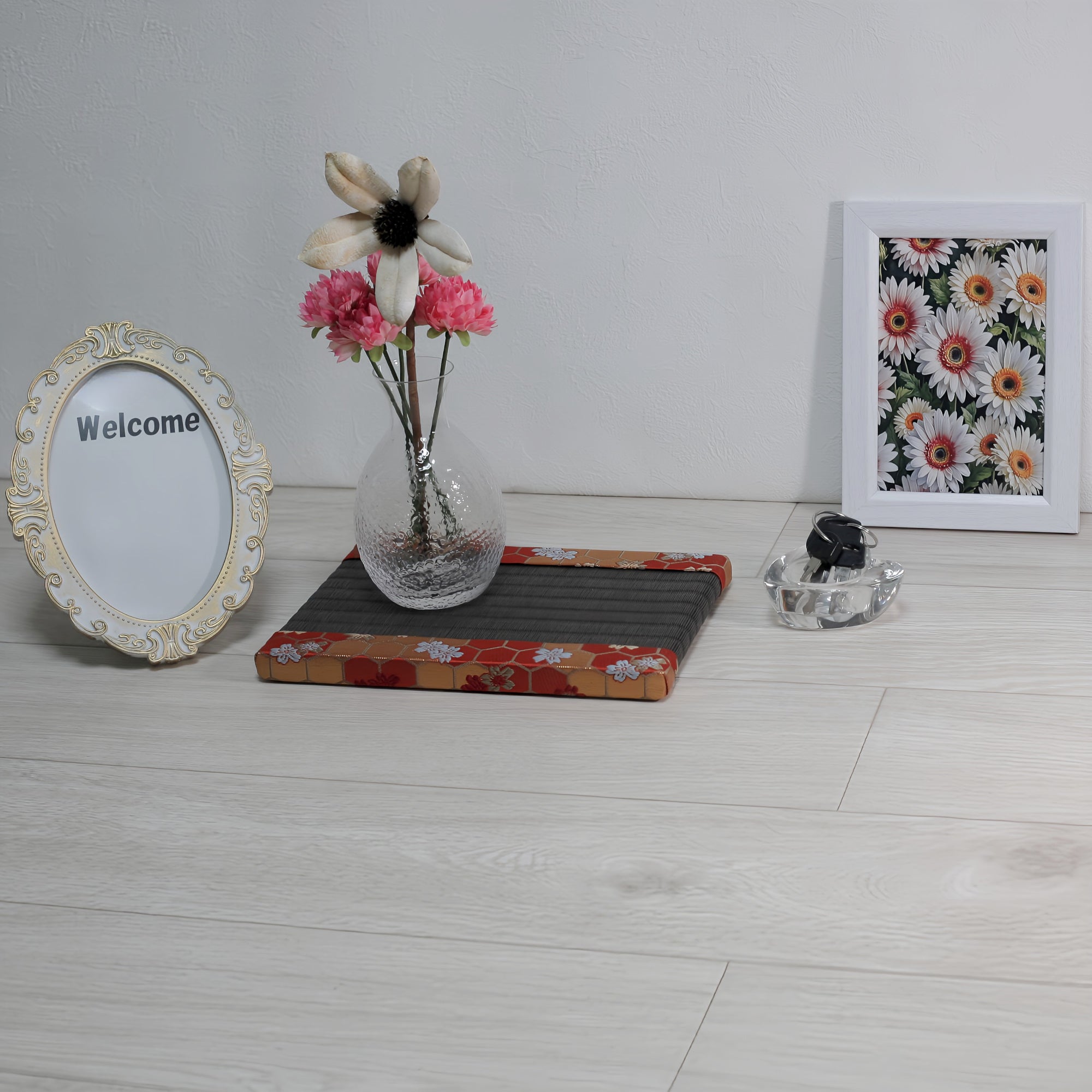 消臭効果がある華やかなミニ畳 金襴生地 レッド 栗色