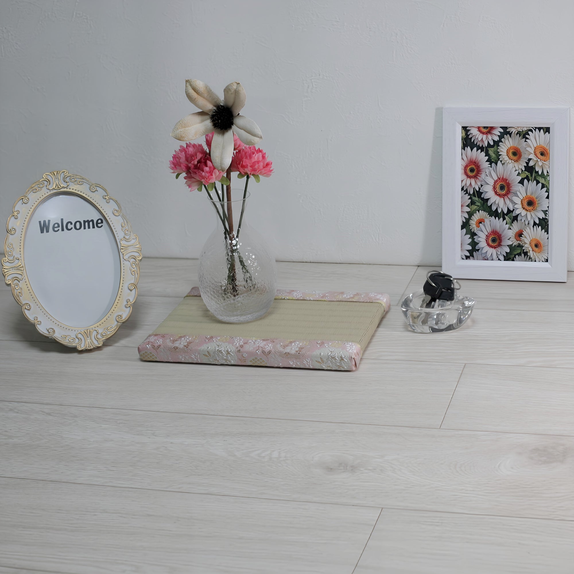 消臭効果がある華やかなミニ畳 金襴生地 ピンク グリーン