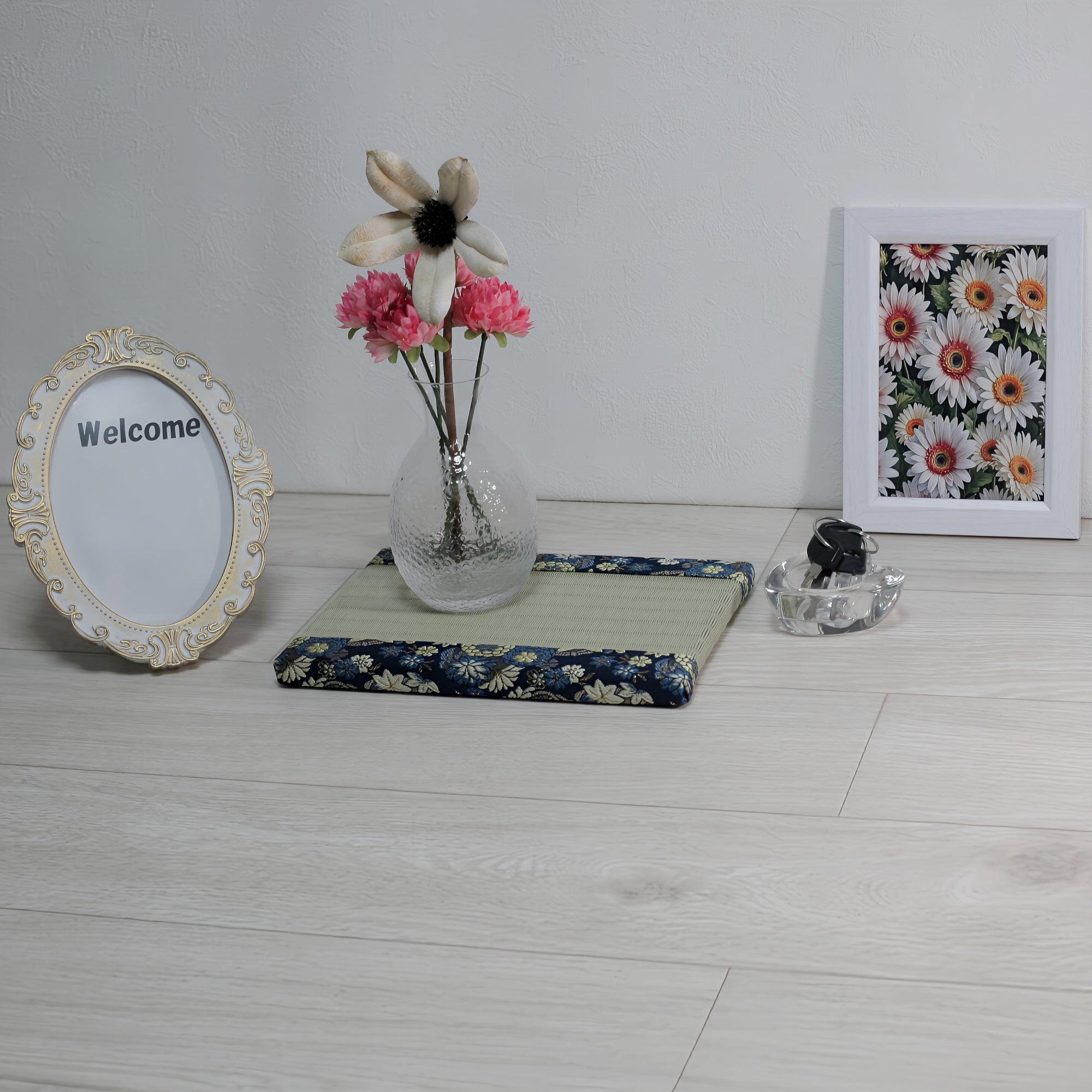 消臭効果がある華やかなミニ畳 金襴生地 ネイビーブルー グリーン