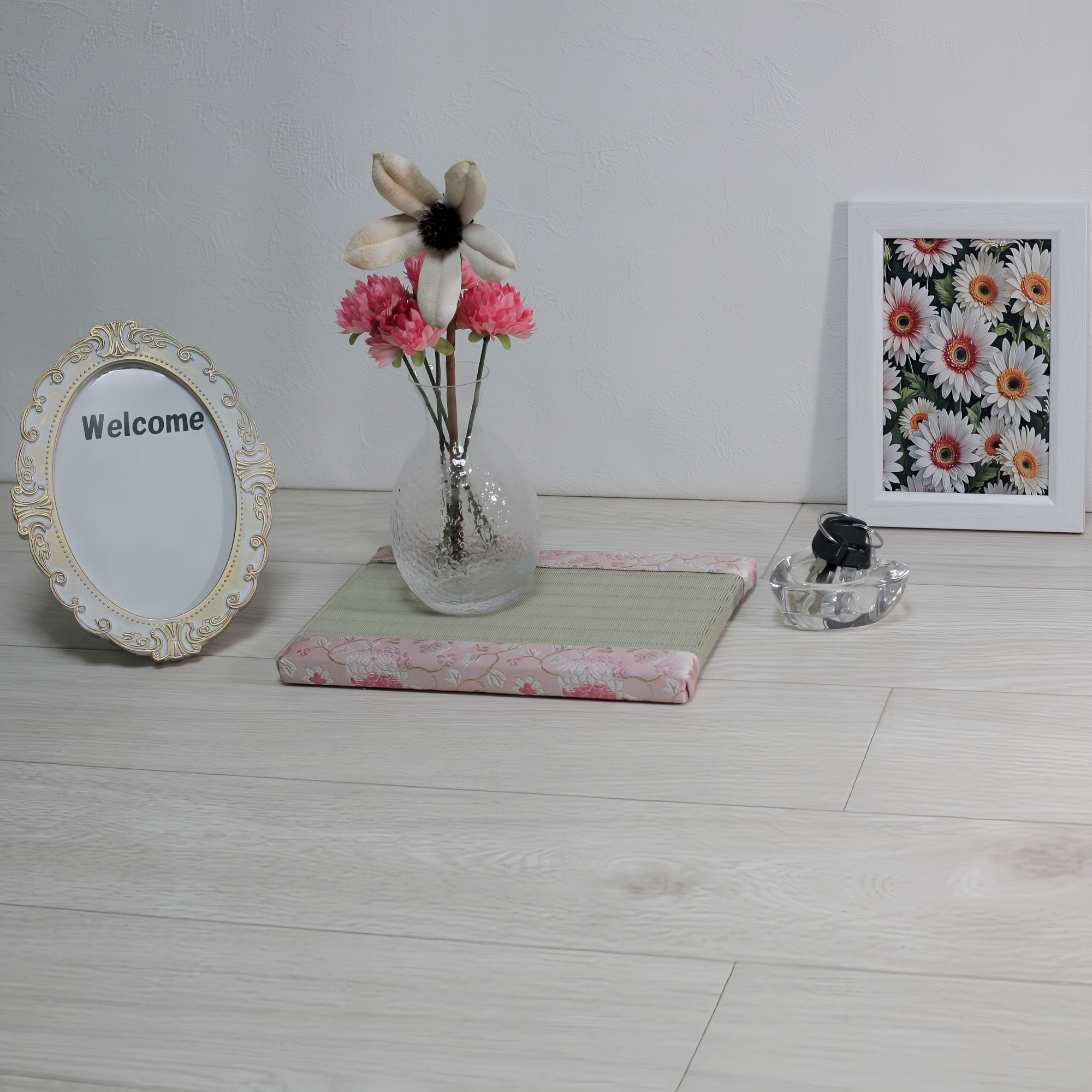 消臭効果がある華やかなミニ畳 金襴生地 ピンク グリーン