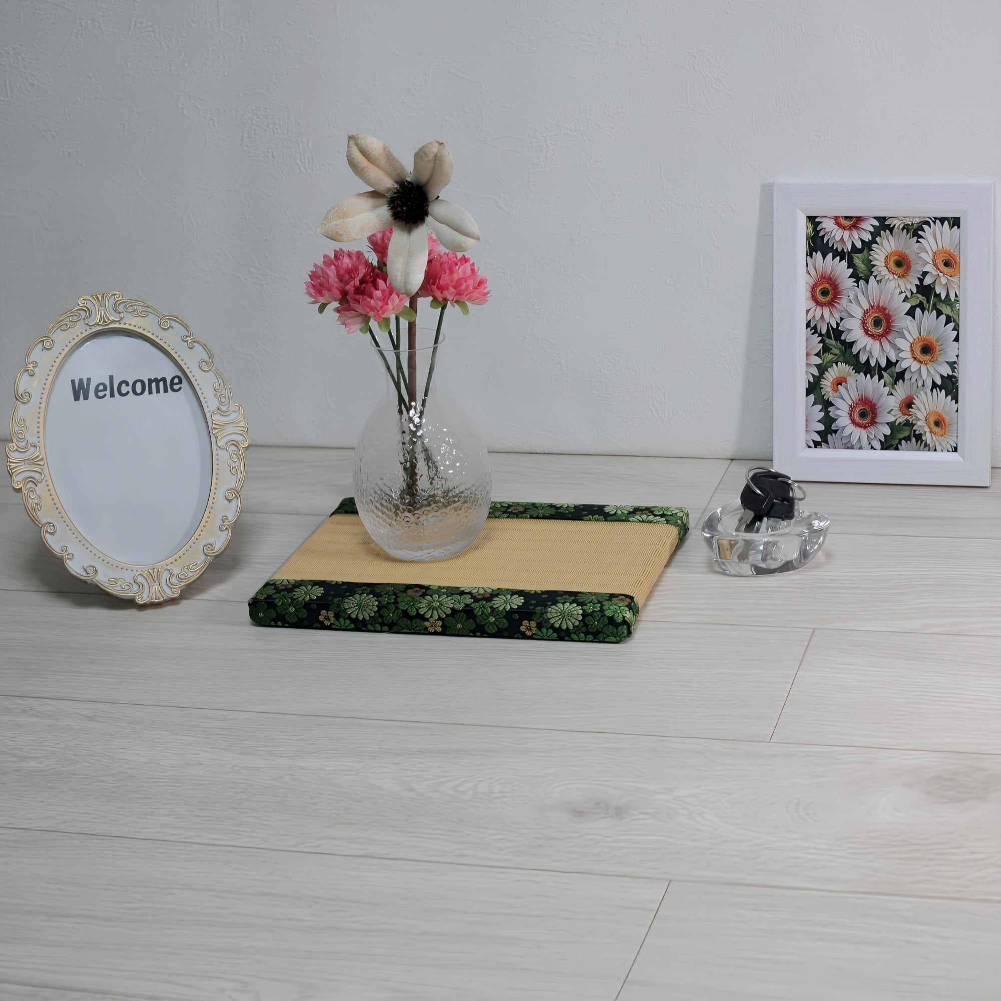 消臭効果がある華やかなミニ畳 金襴生地 グリーン イエロー