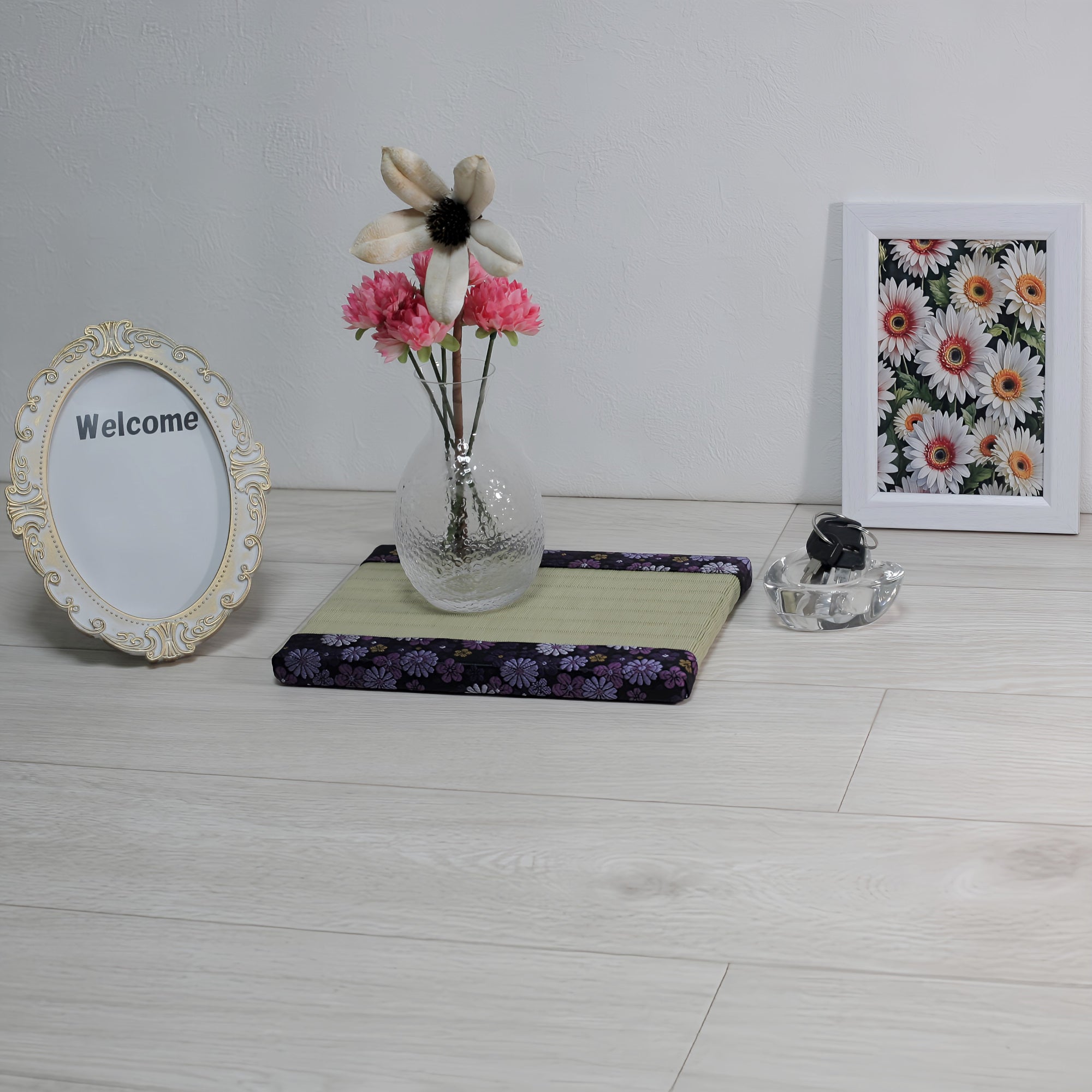 消臭効果がある華やかなミニ畳 金襴生地 パープル グリーン