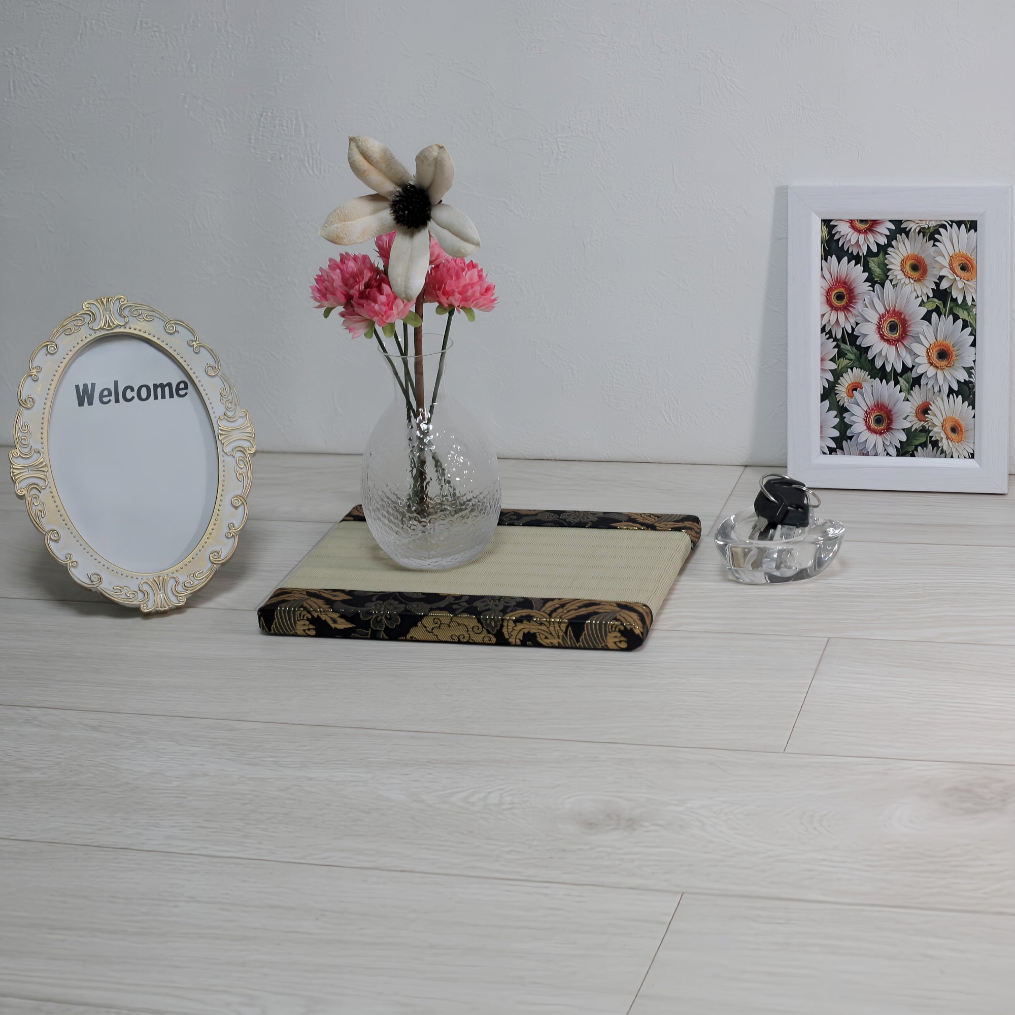 消臭効果がある華やかなミニ畳 金襴生地 ブラック グリーン