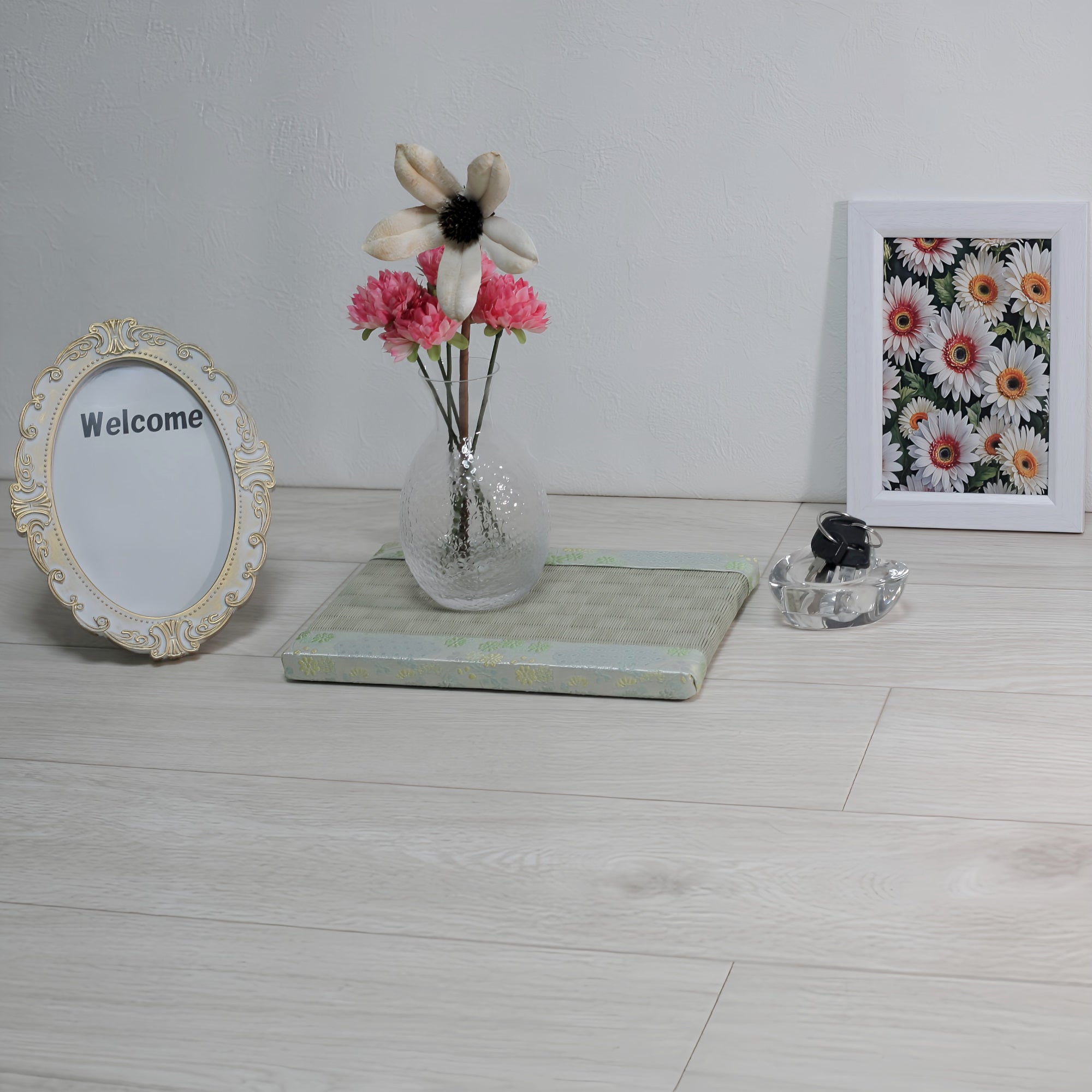 消臭効果がある華やかなミニ畳 金襴生地 グリーン 市松グリーン