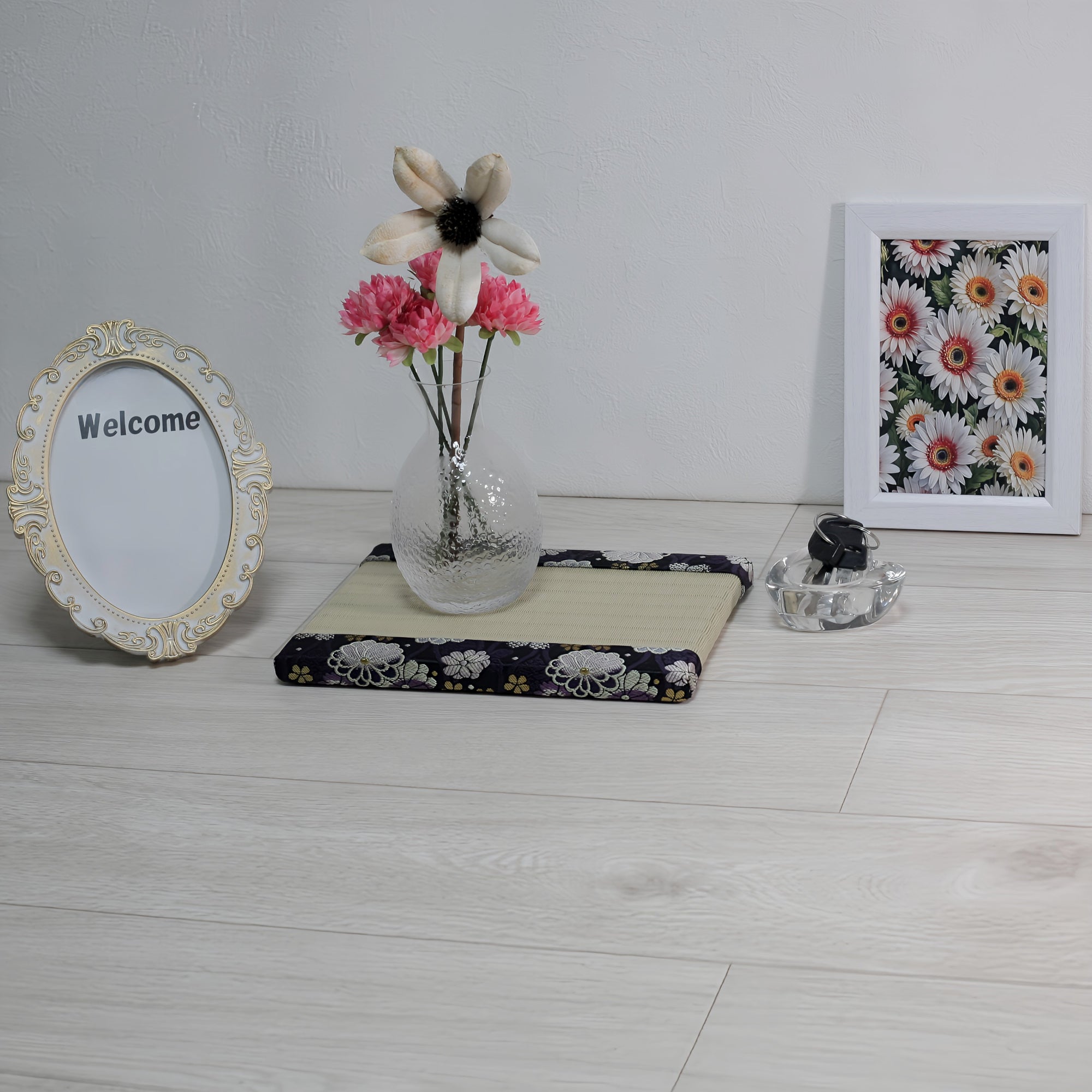 消臭効果がある華やかなミニ畳 金襴生地 パープル グリーン