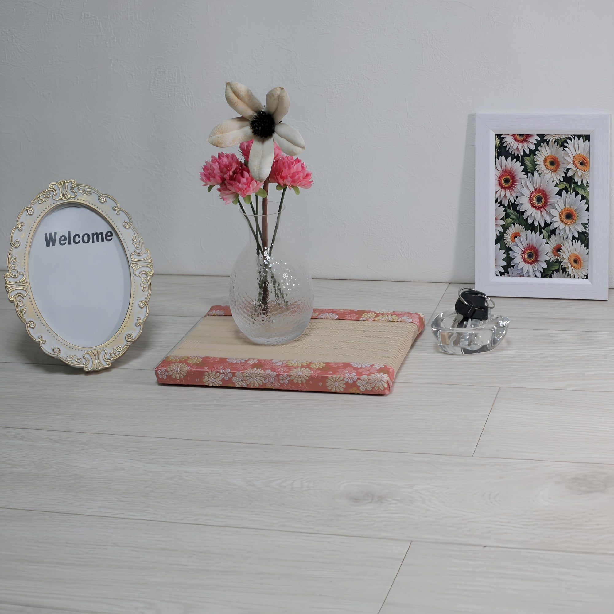 消臭効果がある華やかなミニ畳 金襴生地 ピンク ベージュ