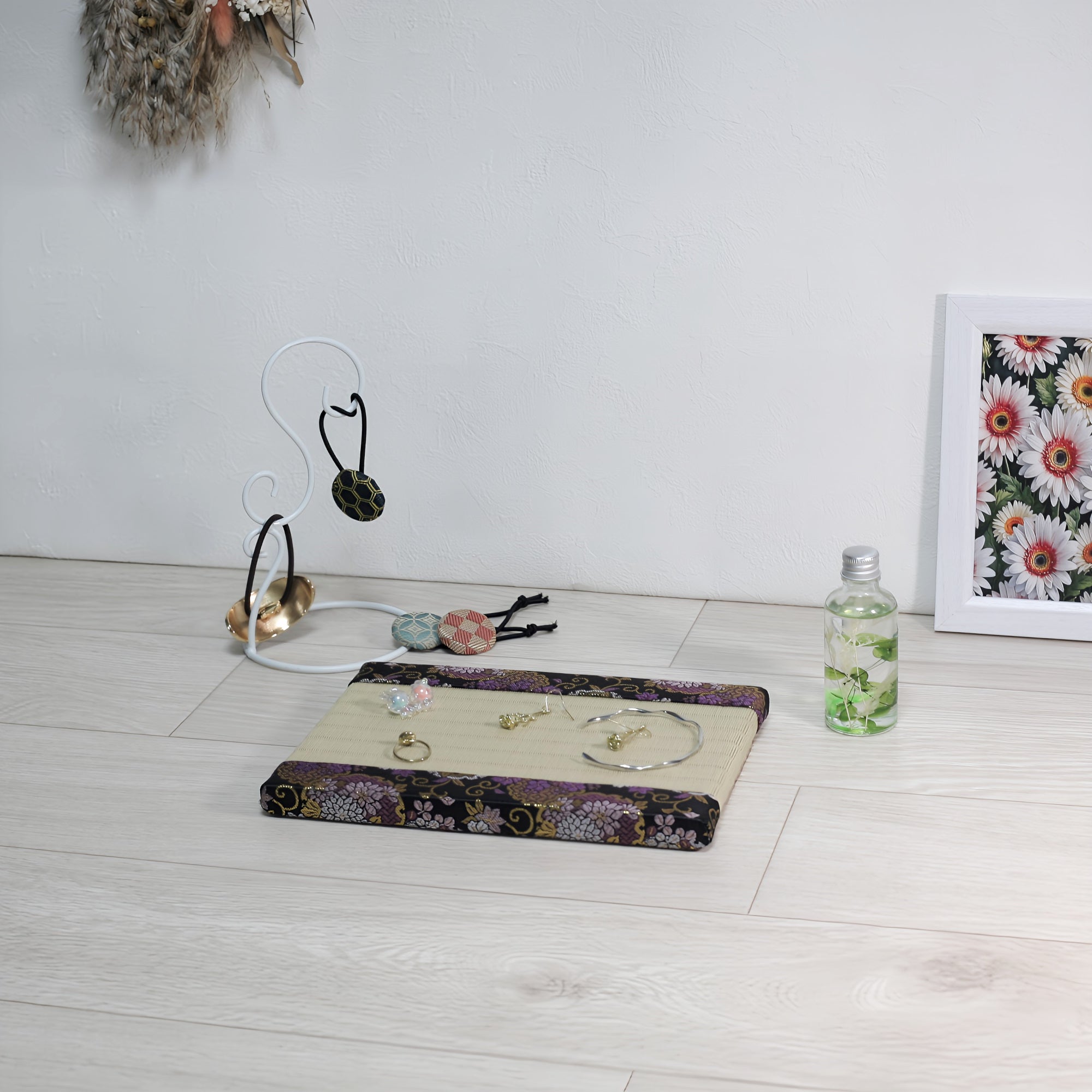 消臭効果がある華やかなミニ畳 金襴生地 グリーン パープル