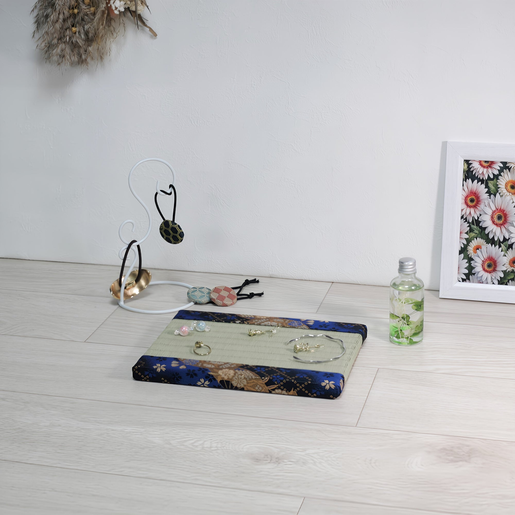 消臭効果がある華やかなミニ畳 金襴生地 ブルー グリーン