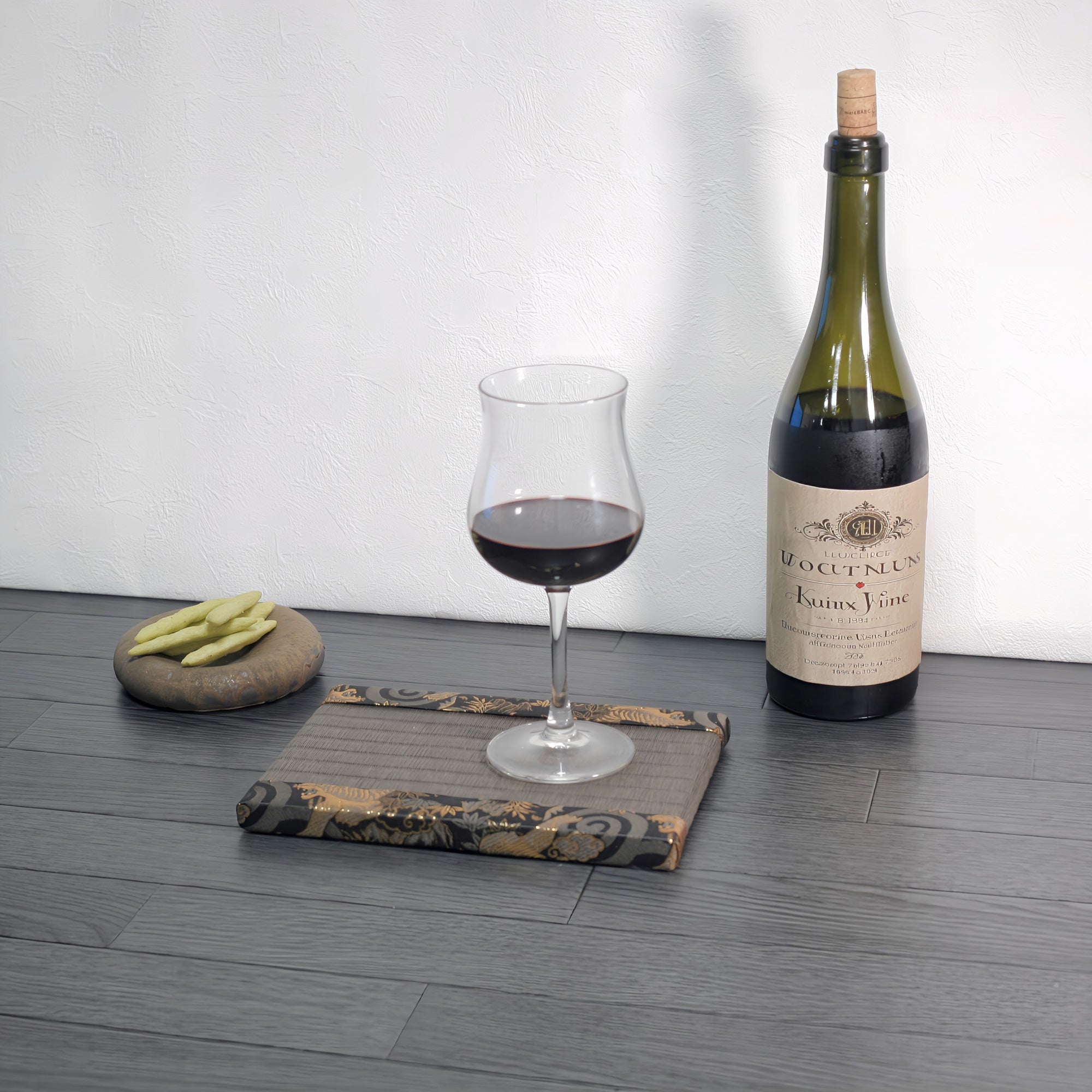 消臭効果がある華やかなミニ畳 金襴生地 ブラック ゴールド ダークブラウン