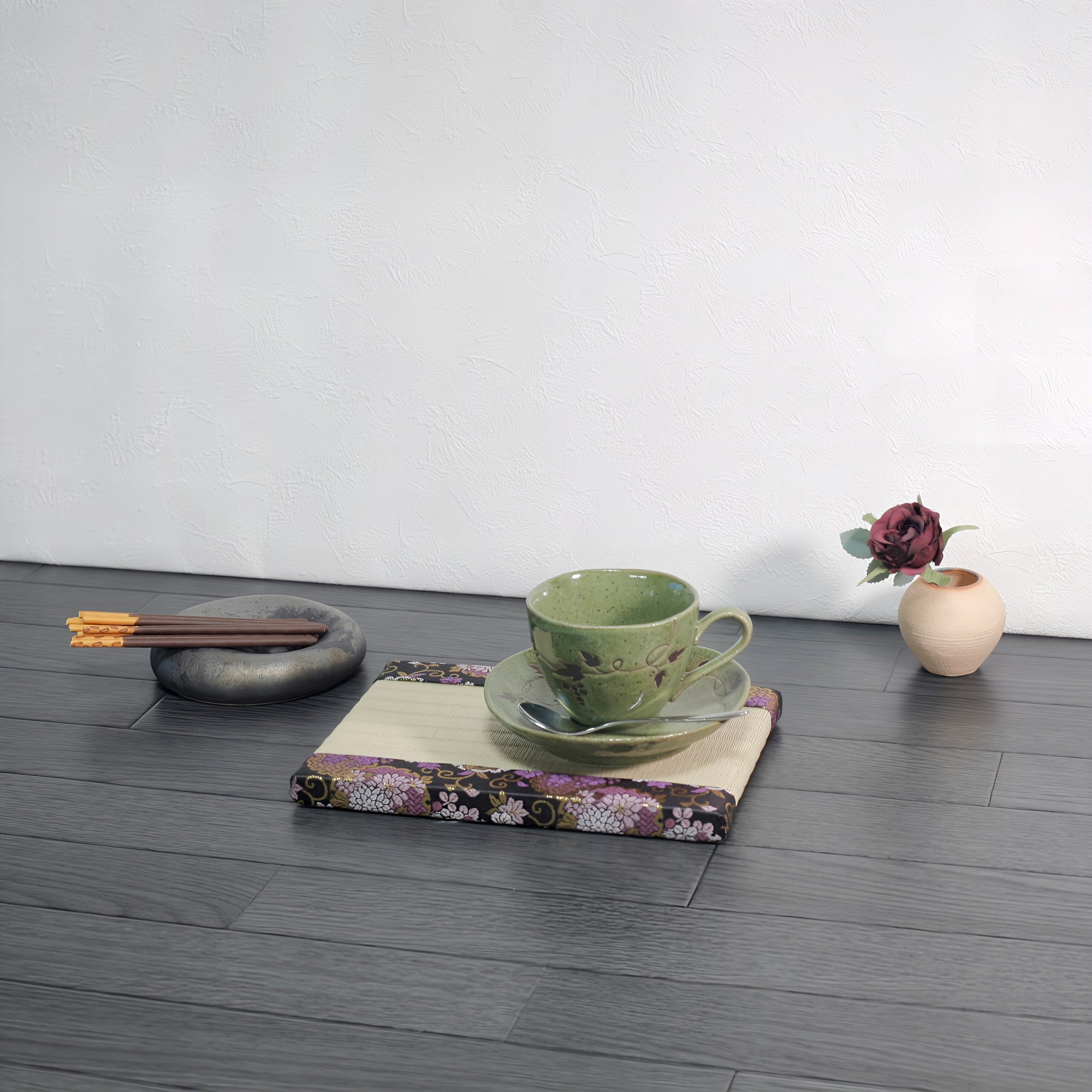 消臭効果がある華やかなミニ畳 金襴生地 グリーン パープル