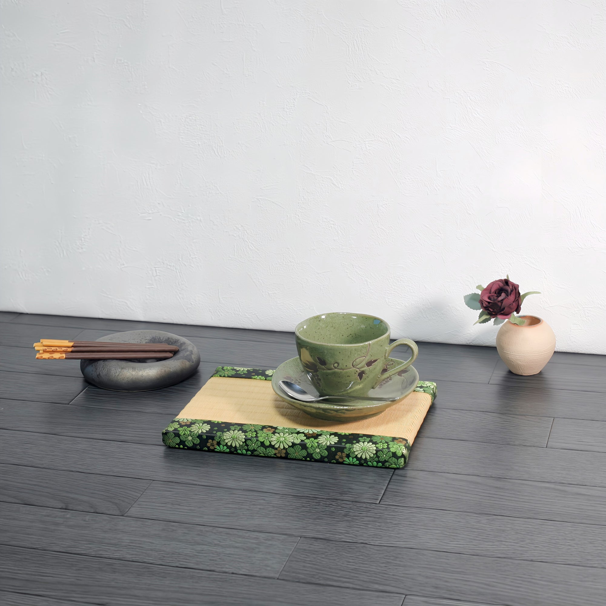 消臭効果がある華やかなミニ畳 金襴生地 グリーン イエロー