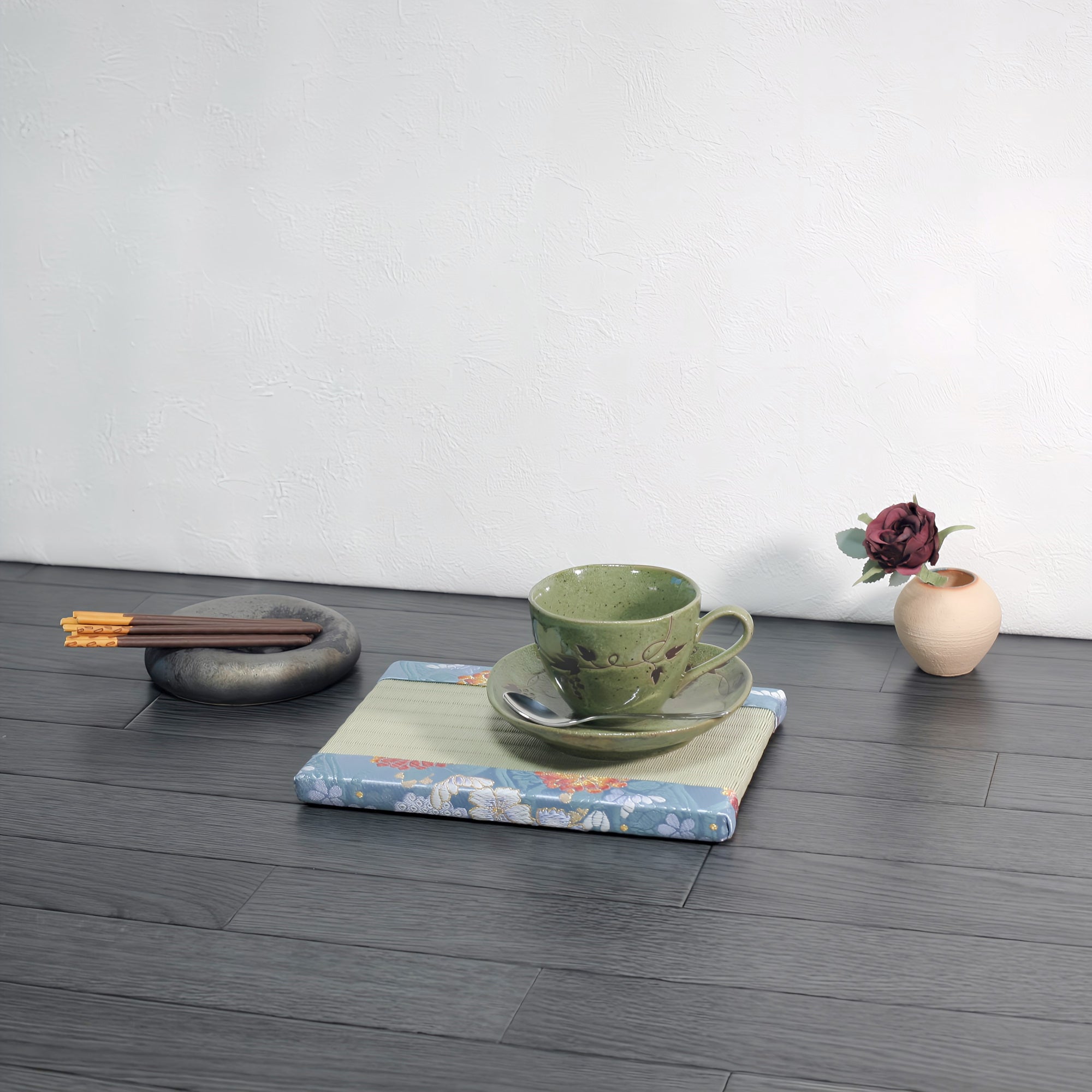 消臭効果がある華やかなミニ畳 金襴生地 スカイブルー グリーン