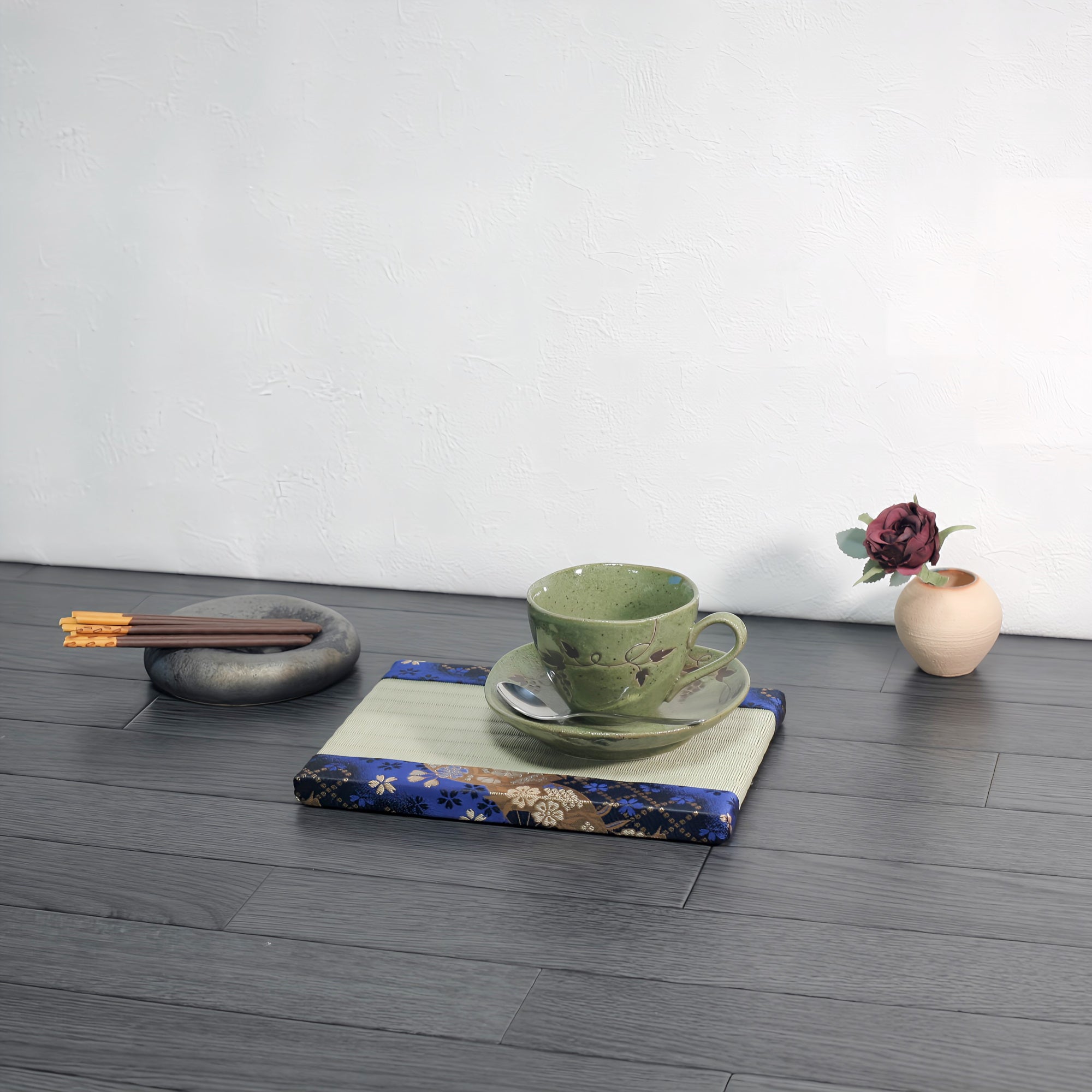 消臭効果がある華やかなミニ畳 金襴生地 ブルー グリーン