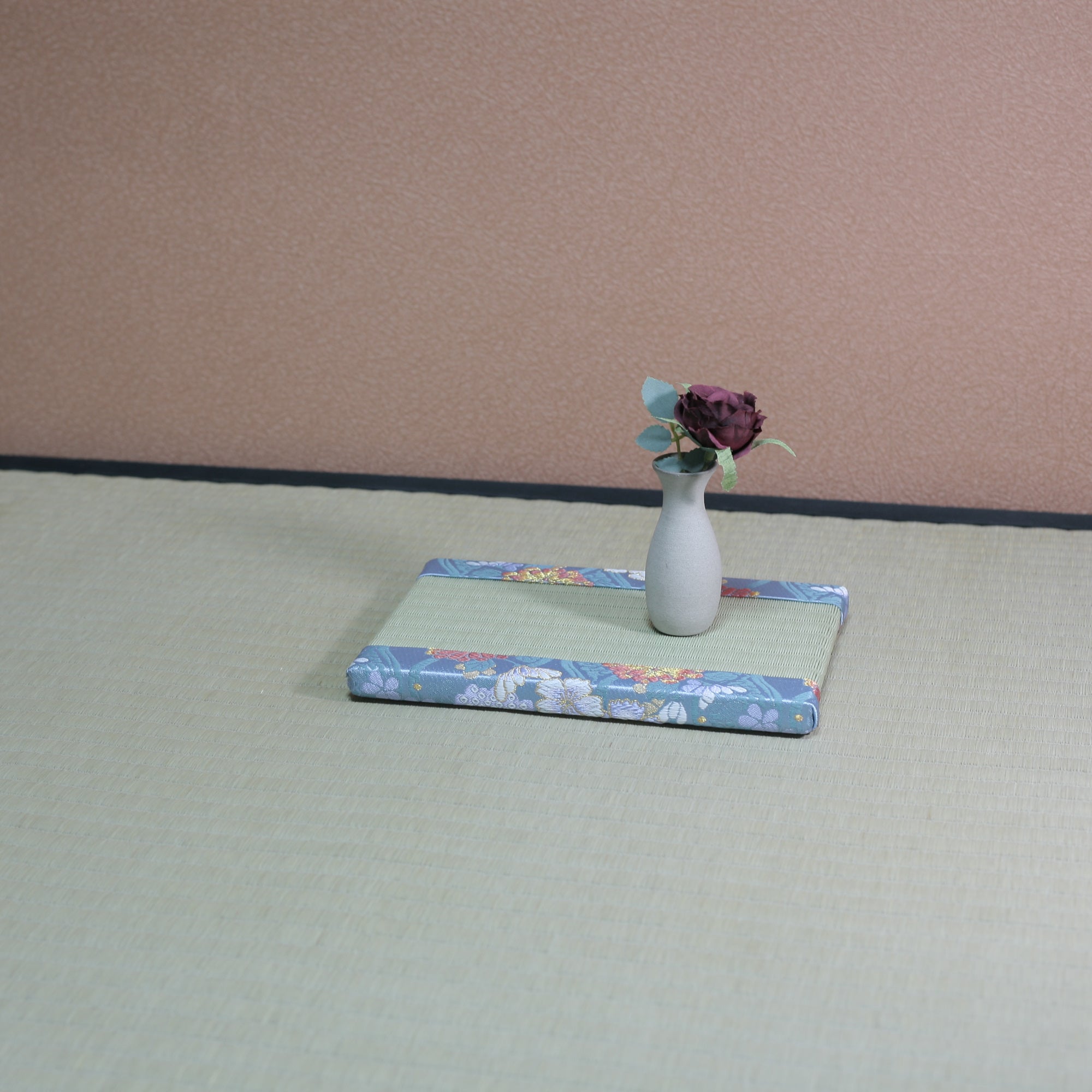 消臭効果がある華やかなミニ畳 金襴生地 スカイブルー グリーン