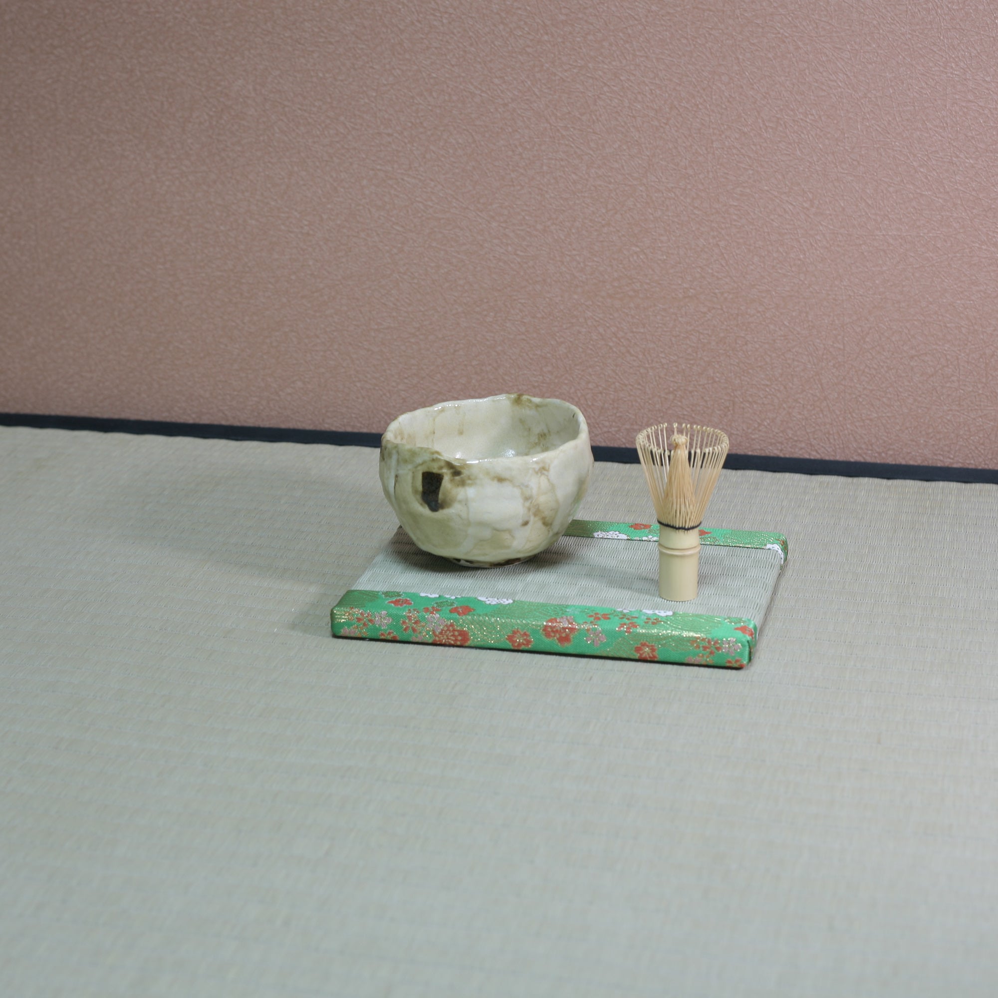 消臭効果がある華やかなミニ畳 金襴生地 グリーン 市松グリーン