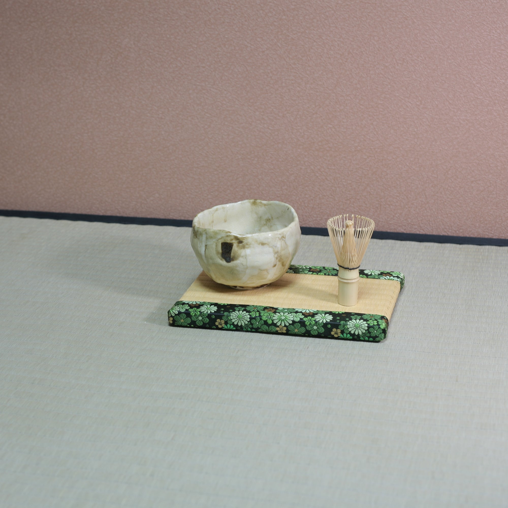 消臭効果がある華やかなミニ畳 金襴生地 グリーン イエロー