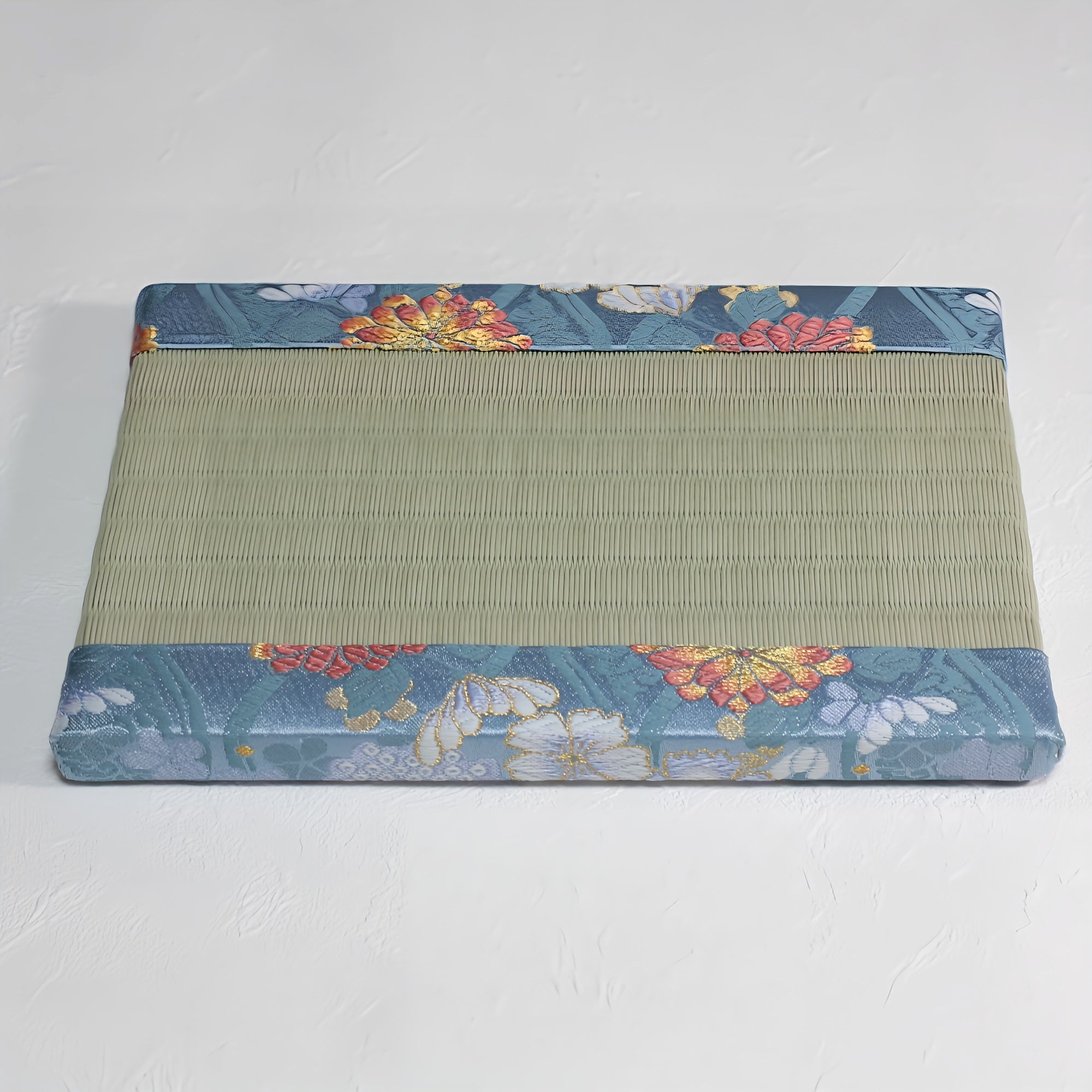 消臭効果がある華やかなミニ畳 金襴生地 スカイブルー グリーン