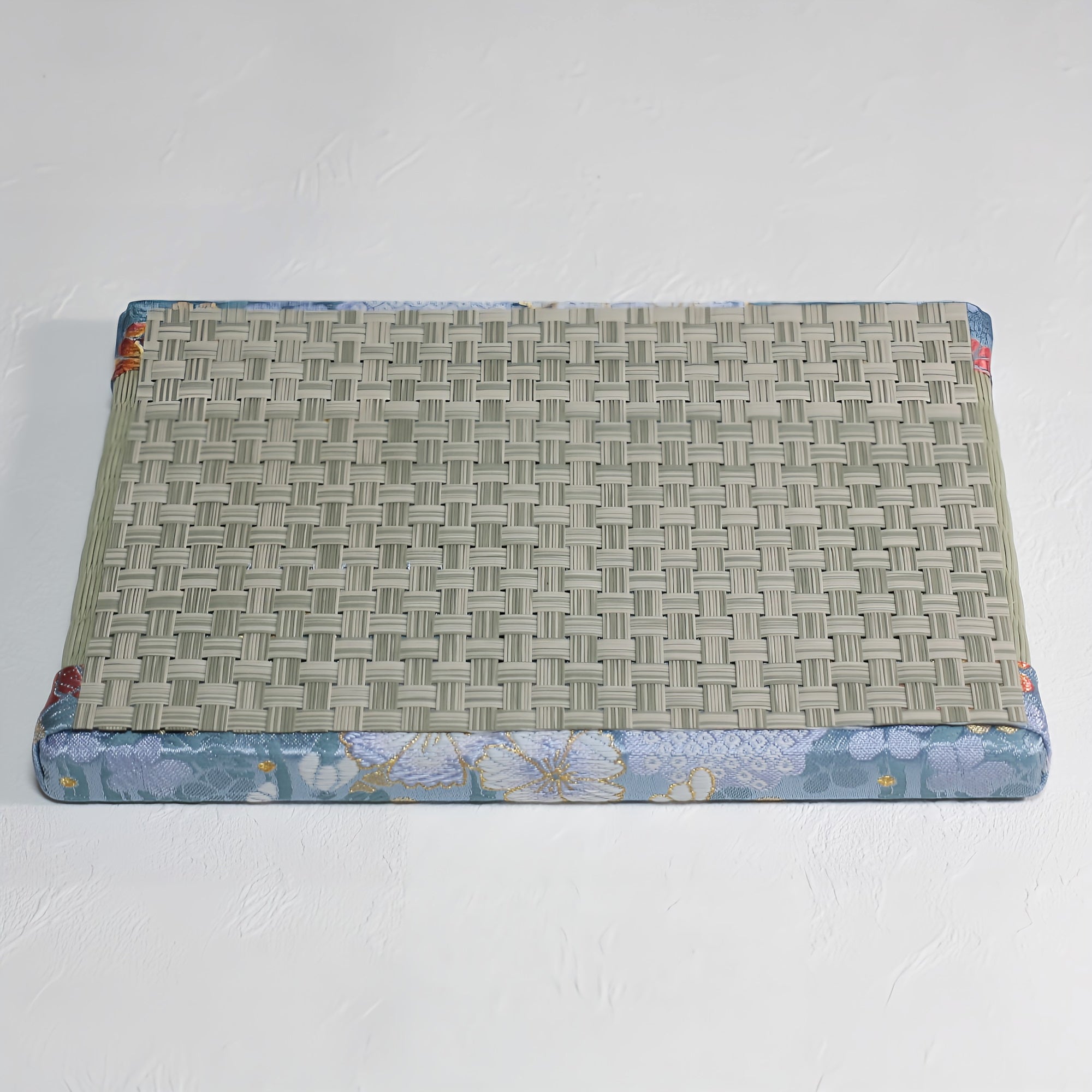 消臭効果がある華やかなミニ畳 金襴生地 スカイブルー グリーン