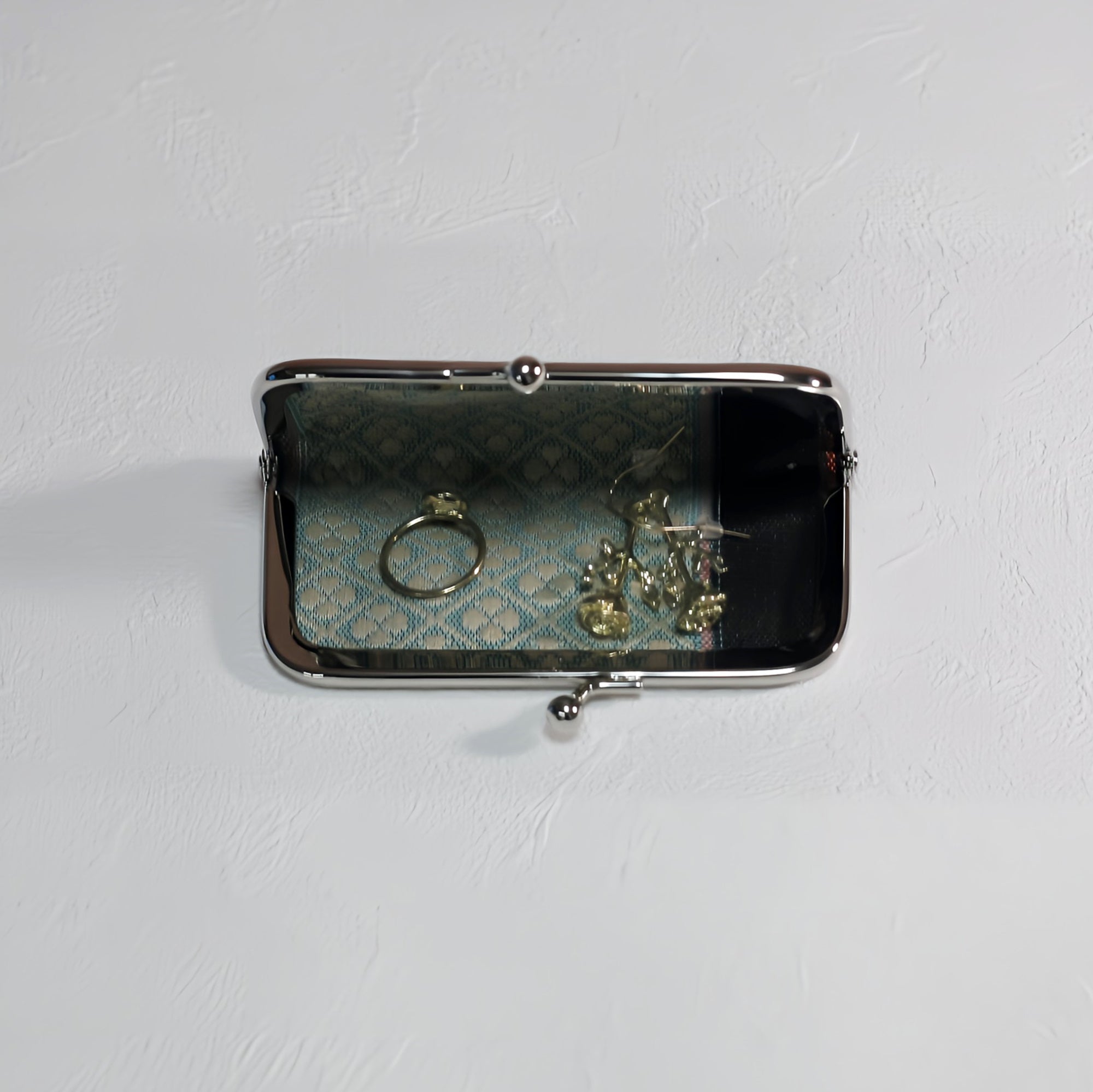 がま口 畳へりをアレンジして制作 グリーン 和柄 ブラック