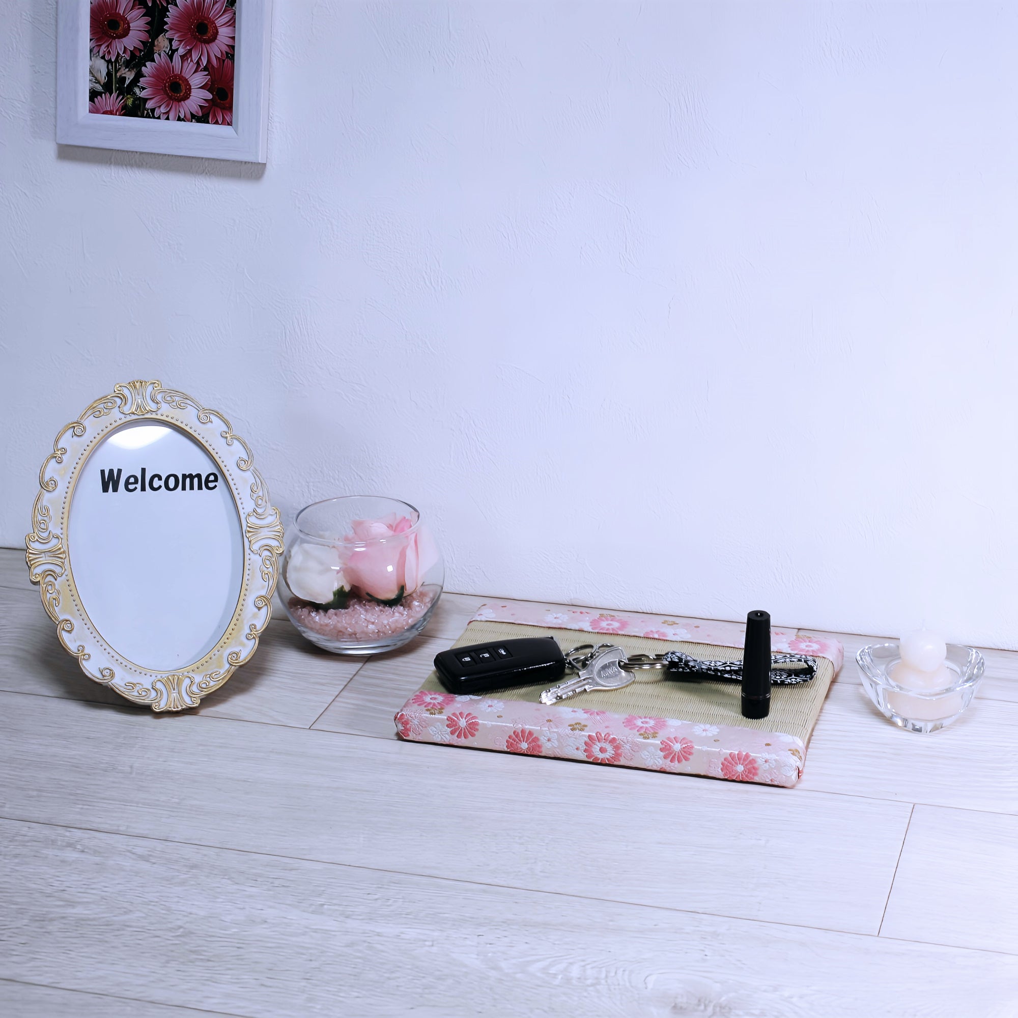 ミニ畳 消臭効果がある華やかなミニ畳 金襴生地 ピンク グリーン