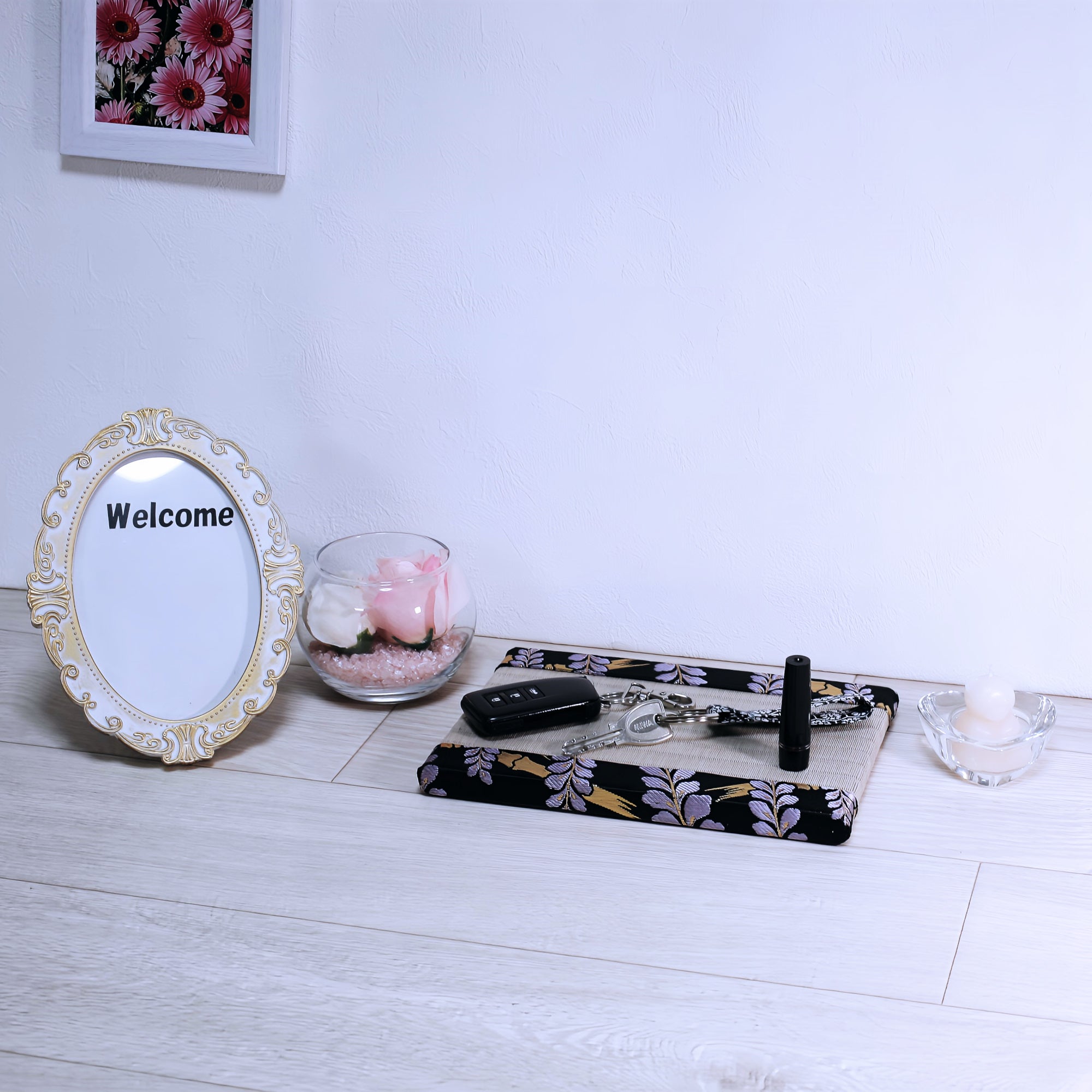 ミニ畳 消臭効果がある華やかなミニ畳 金襴生地 パープル ブラック