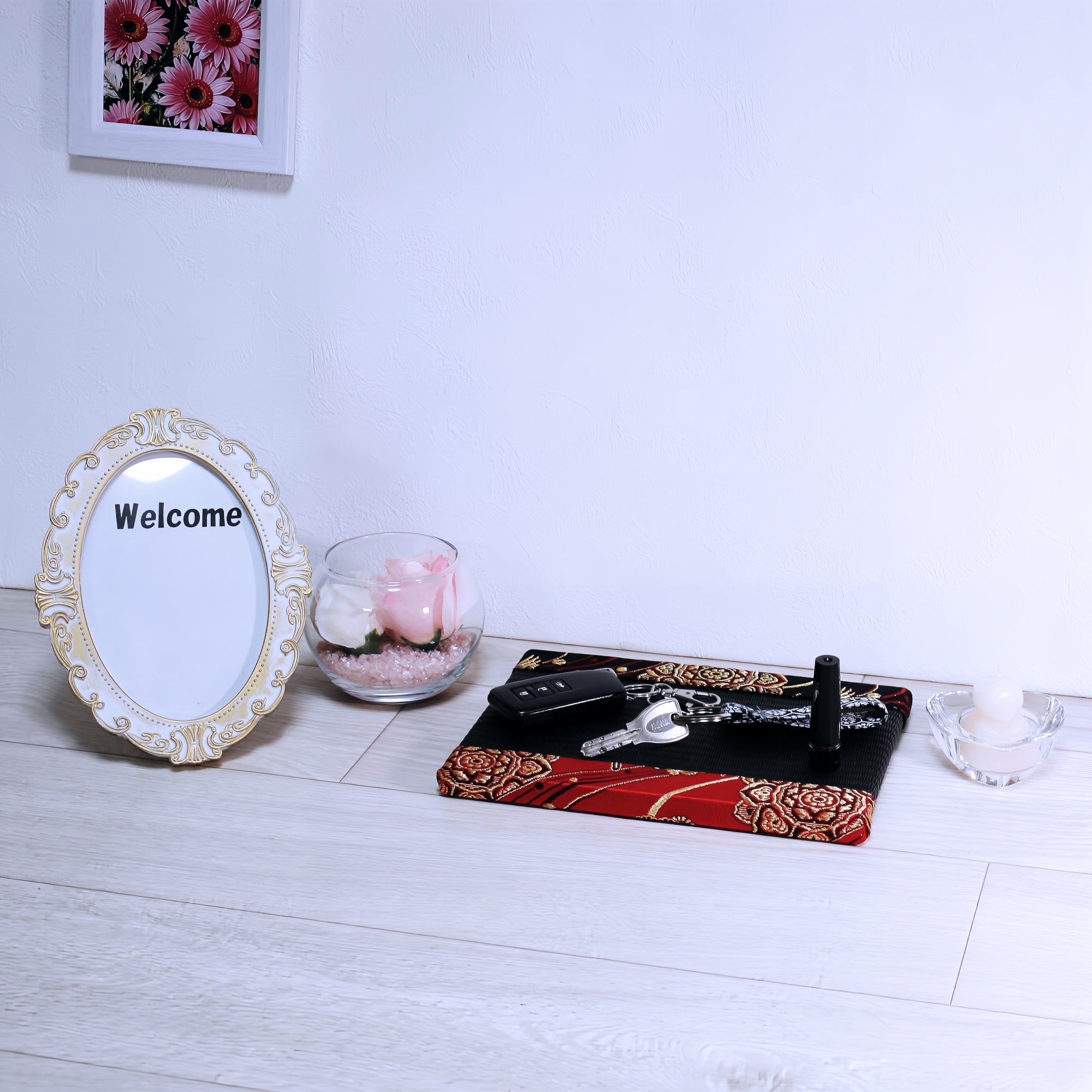 ミニ畳 消臭効果がある華やかなミニ畳 金襴生地 ブラック レッド