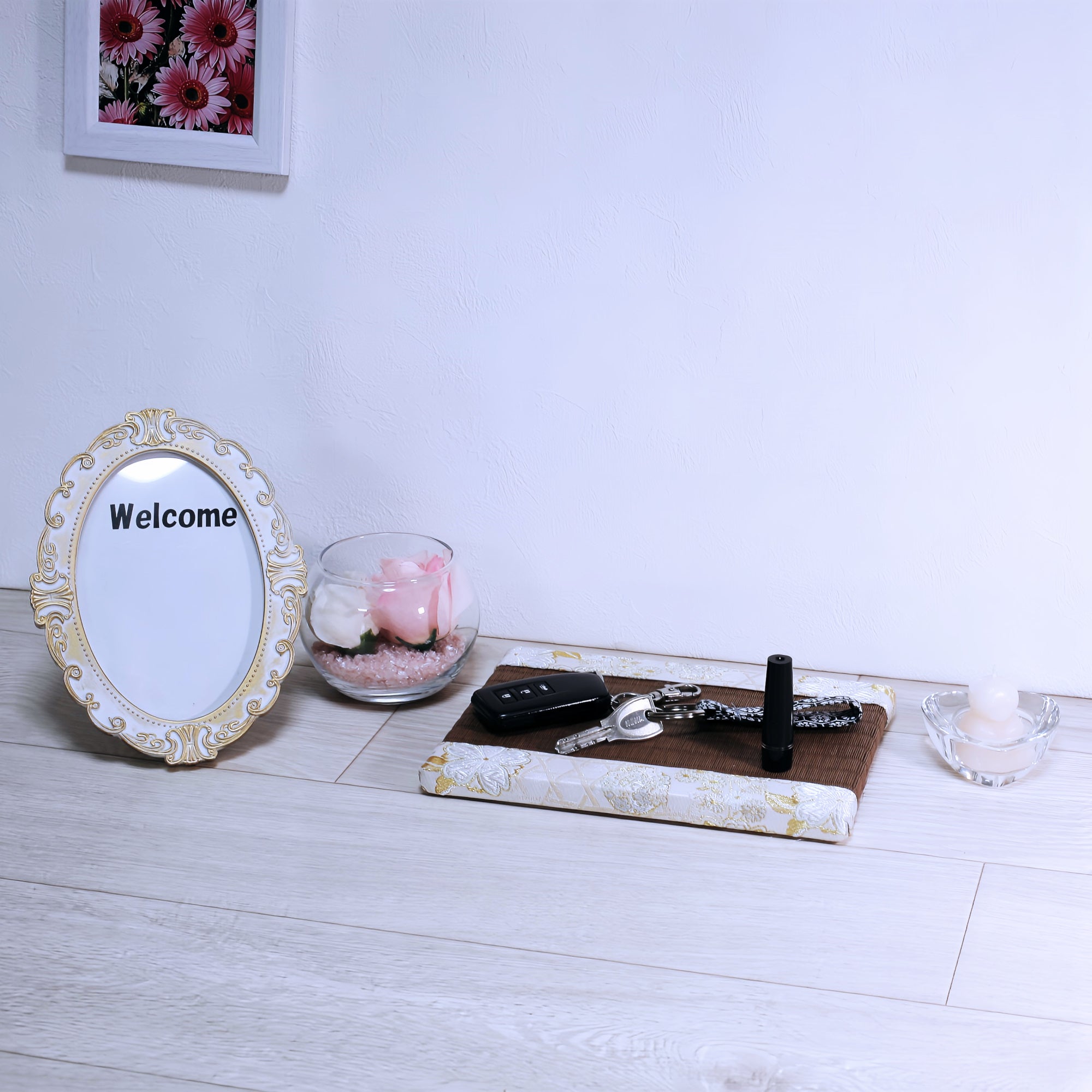 ミニ畳 消臭効果がある華やかなミニ畳 金襴生地 ホワイト ゴールド ブラウン