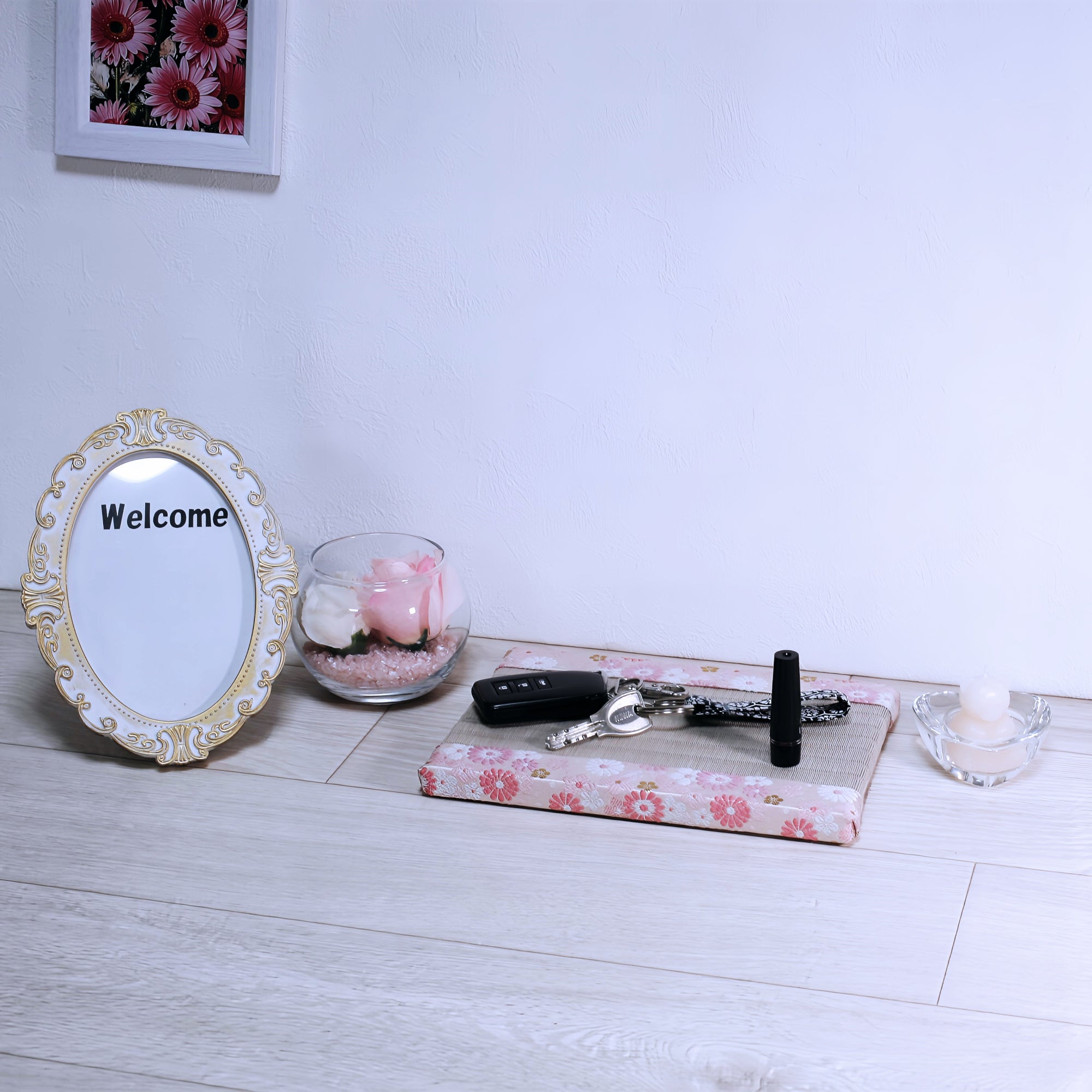 ミニ畳 消臭効果がある華やかなミニ畳 金襴生地 ピンク 桃色 カラフルな