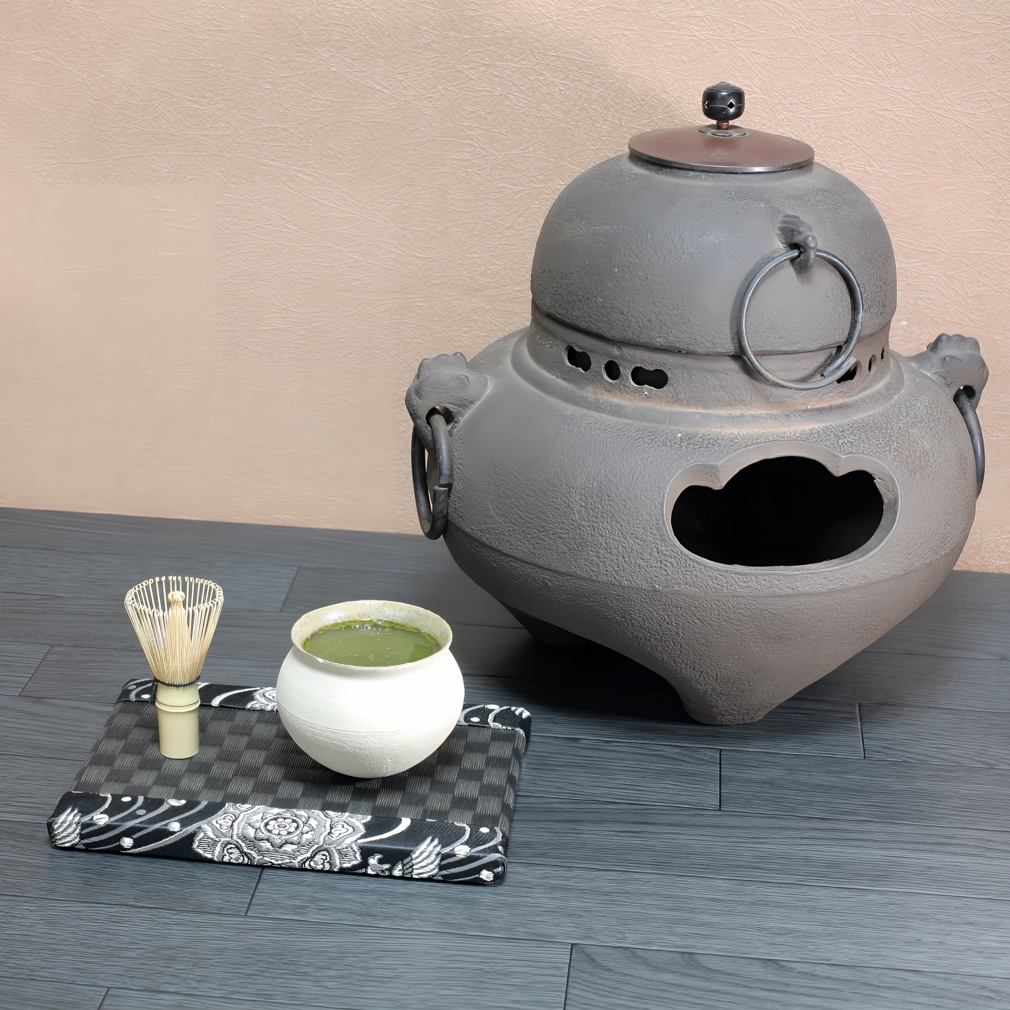 ミニ畳 消臭効果がある華やかなミニ畳 金襴生地 ブラック 市松ブラック