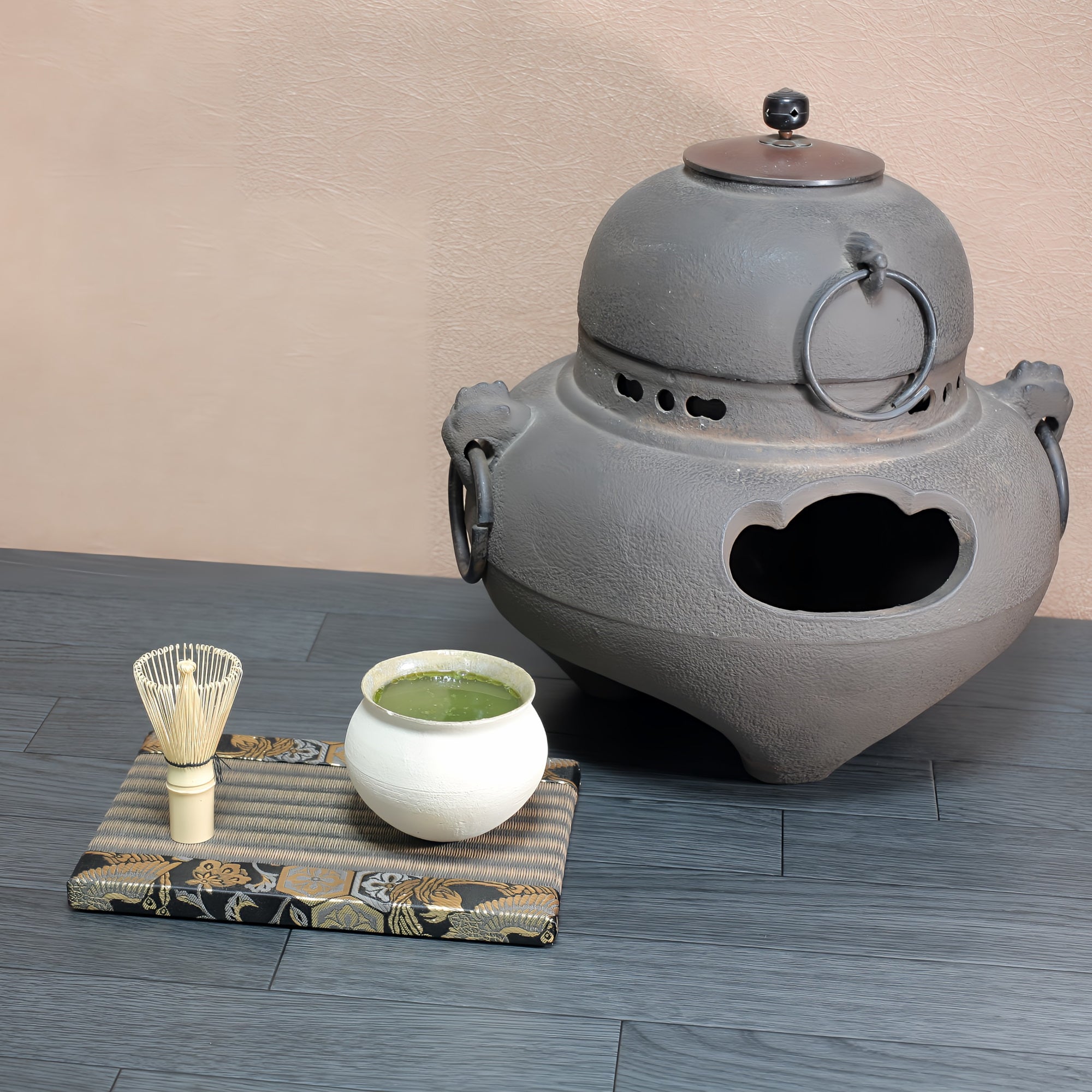 ミニ畳 消臭効果がある華やかなミニ畳 金襴生地 ゴールド ダークブラウン ブラウン