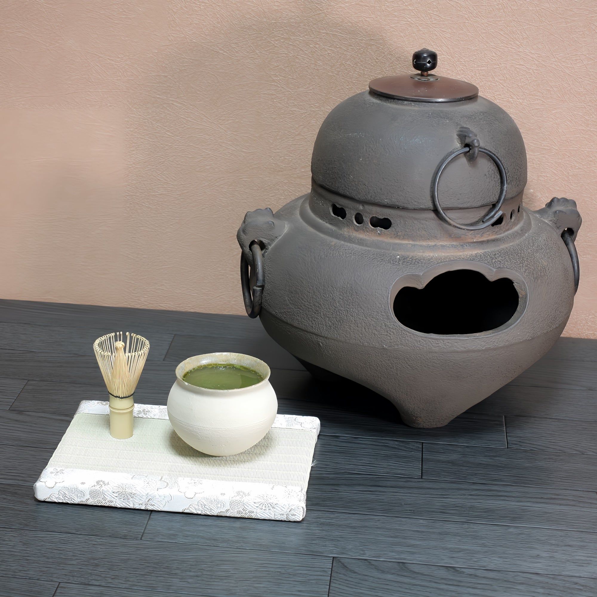 ミニ畳 消臭効果がある華やかなミニ畳 金襴生地 ホワイト グリーン