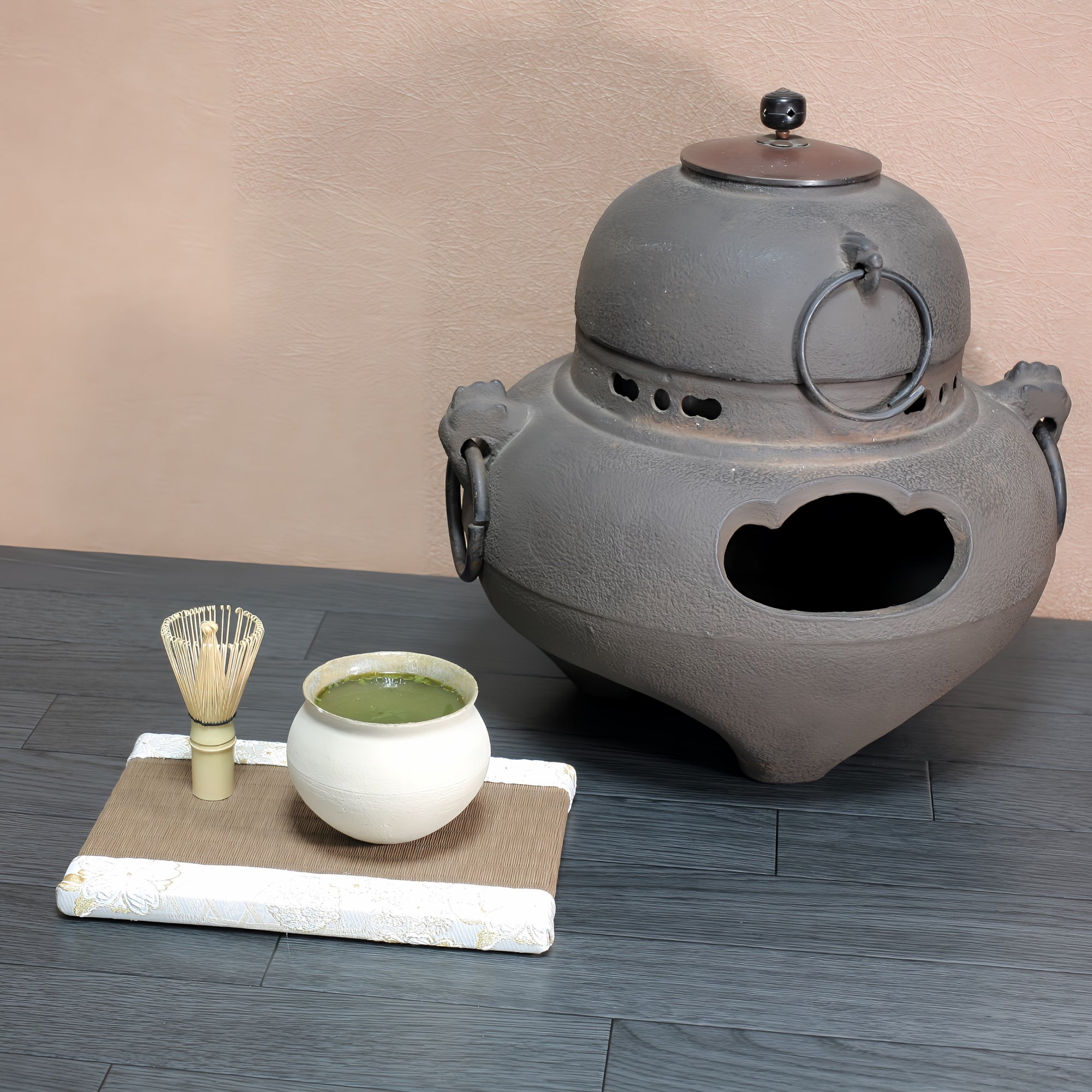 ミニ畳 消臭効果がある華やかなミニ畳 金襴生地 ホワイト ゴールド ブラウン