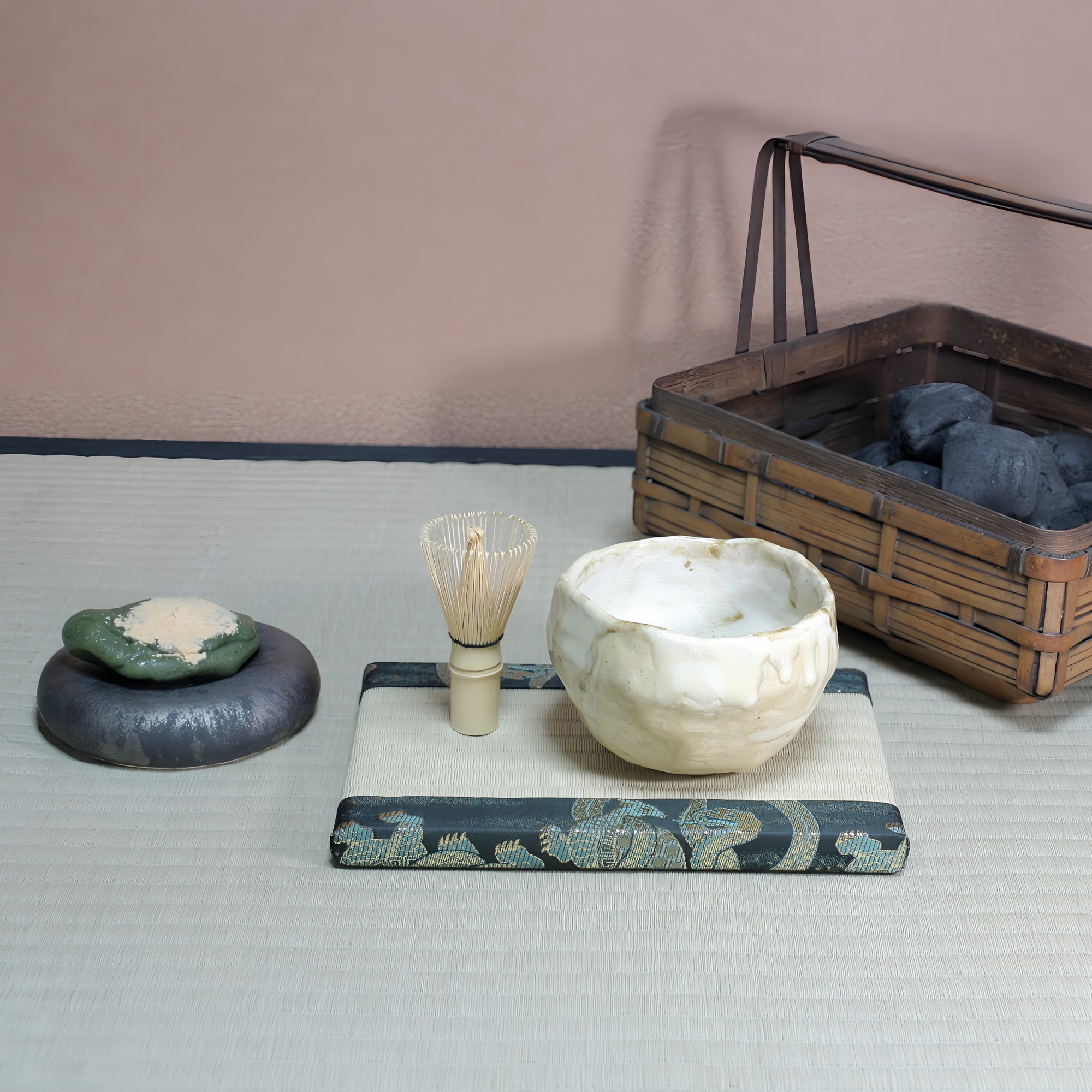 ミニ畳 消臭効果がある華やかなミニ畳 金襴生地 グリーン 若草色