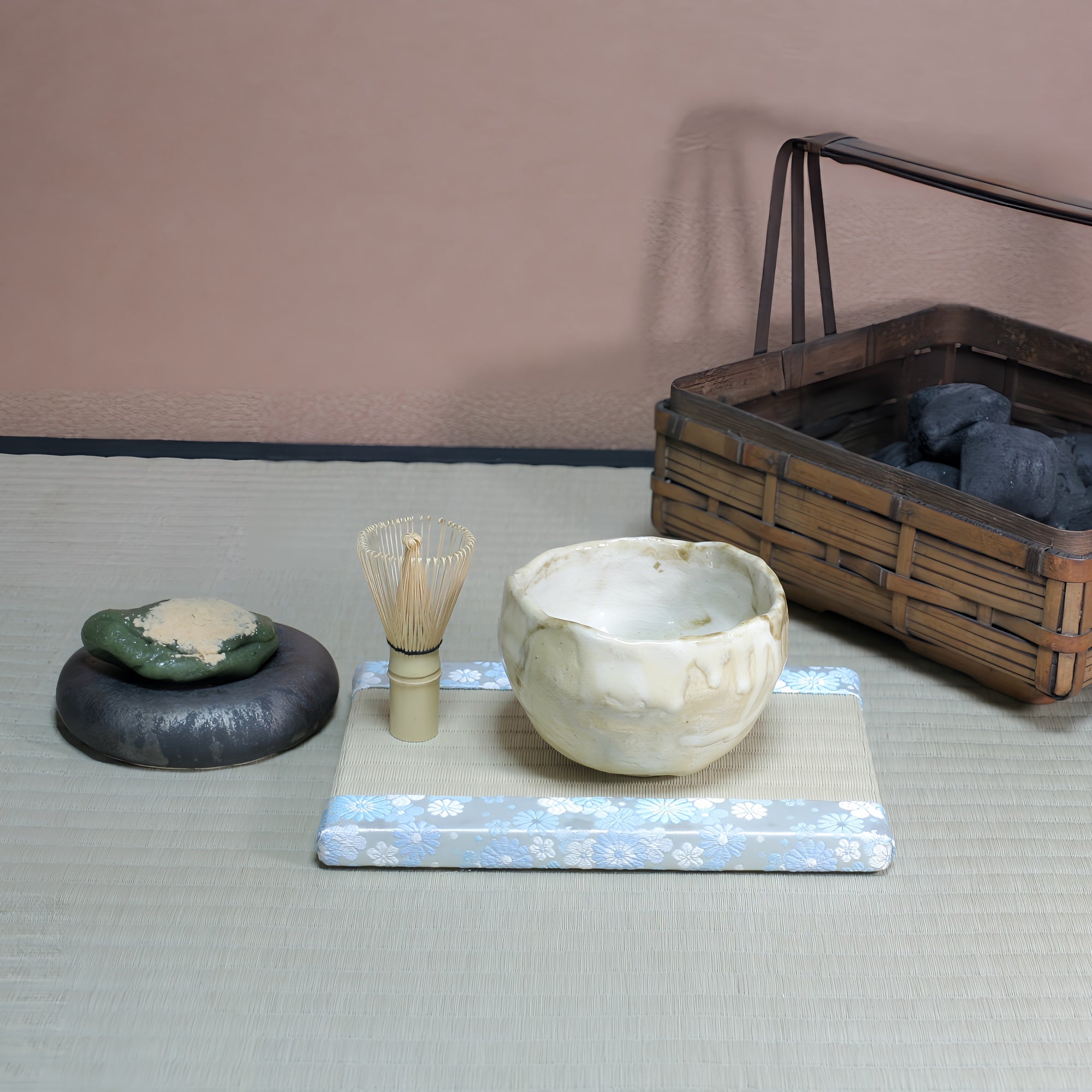 ミニ畳 消臭効果がある華やかなミニ畳 金襴生地 ブルー グリーン