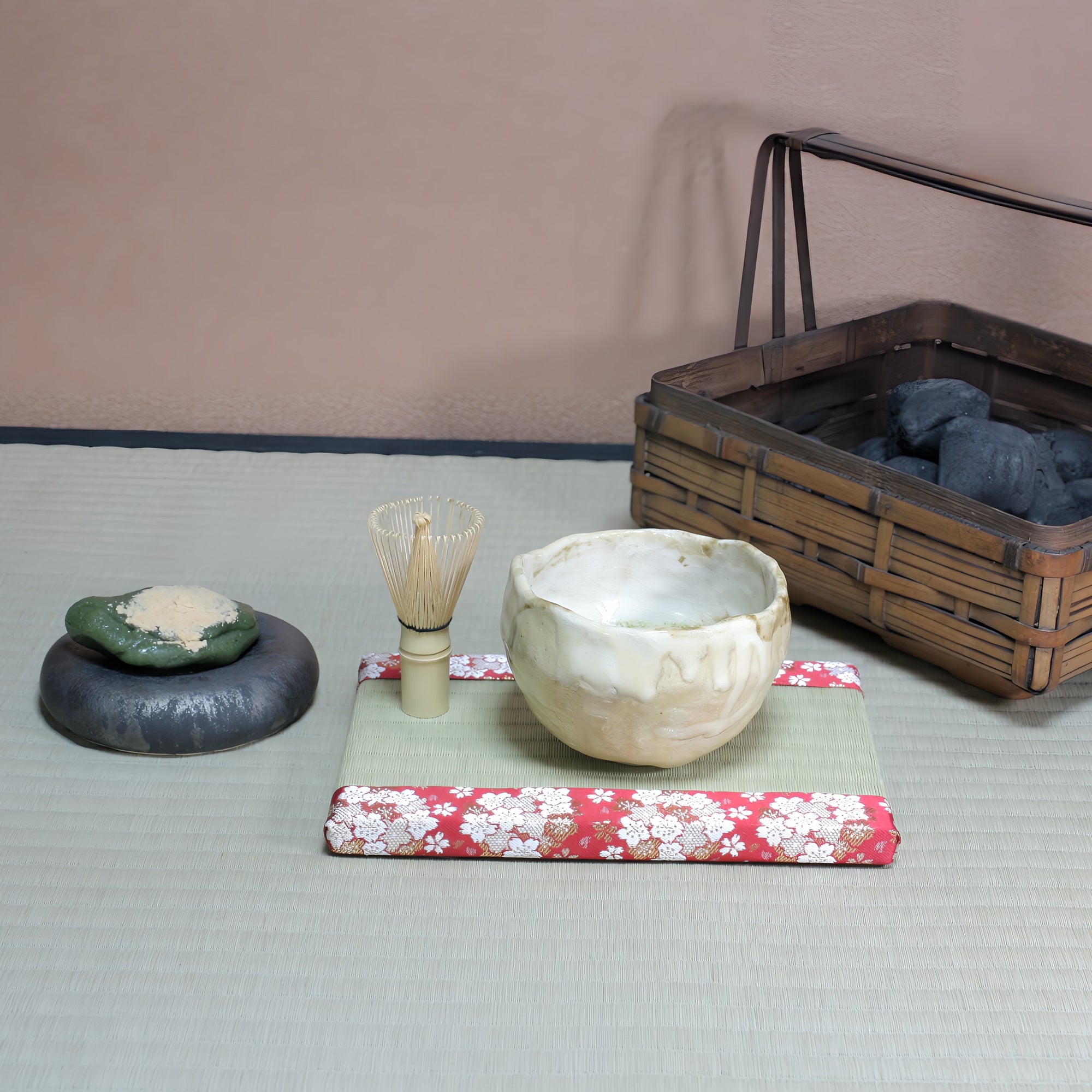 ミニ畳 消臭効果がある華やかなミニ畳 金襴生地 赤色 緑色