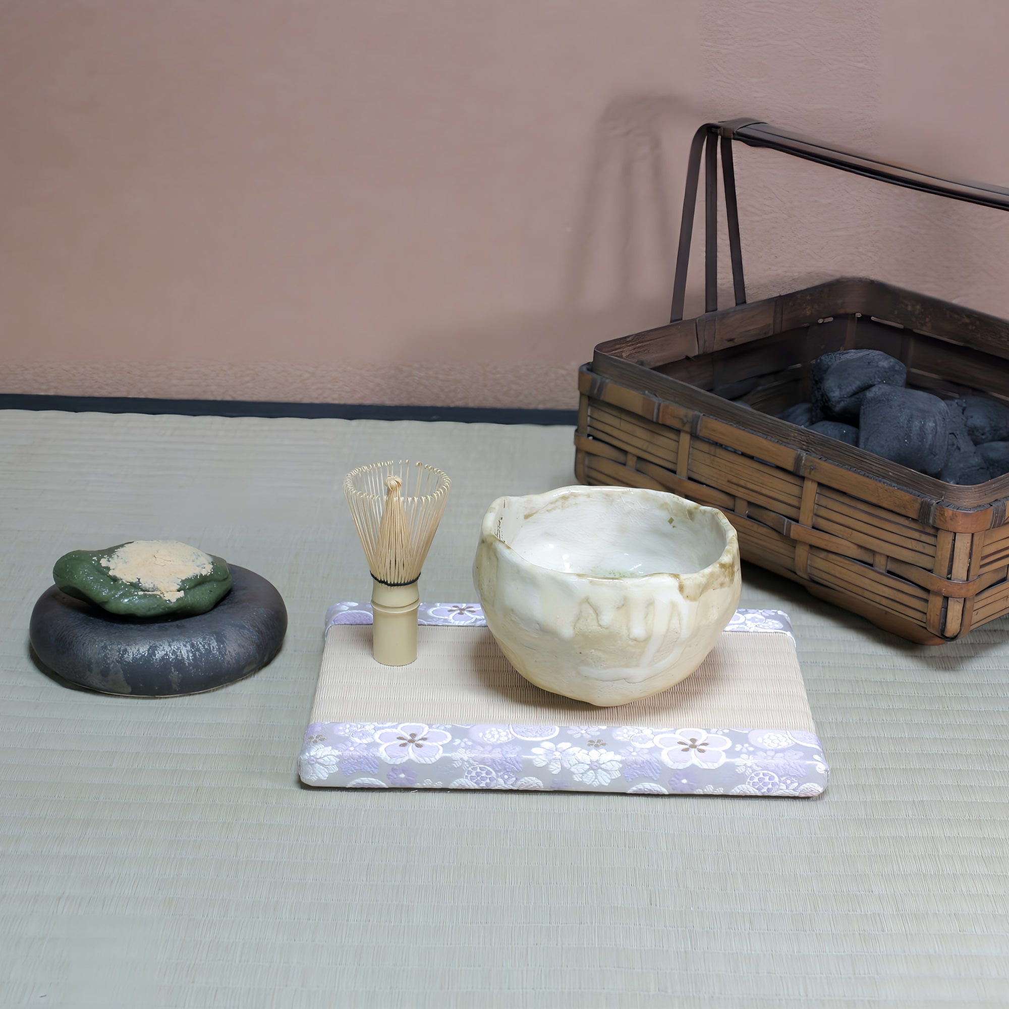 ミニ畳 消臭効果がある華やかなミニ畳 金襴生地 パープル ホワイト ベージュ 白茶色